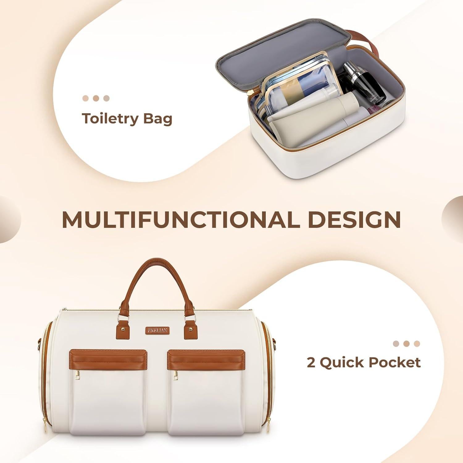 Bolsa de Ropa Convertible Pnelian 60L 2 en 1 Beige