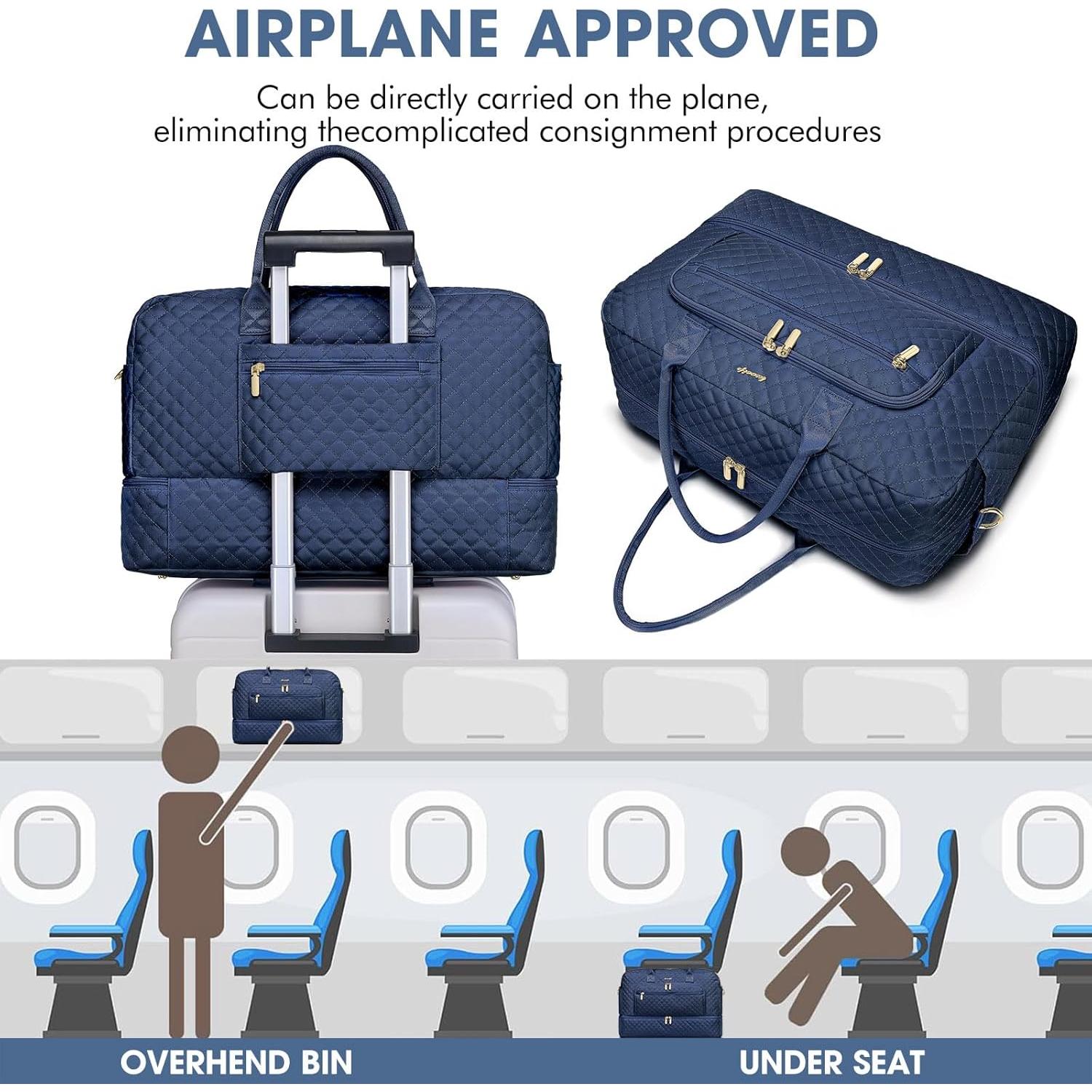 Bolsa de Viaje Grande para Mujeres - Duffle Azul Marino 35L