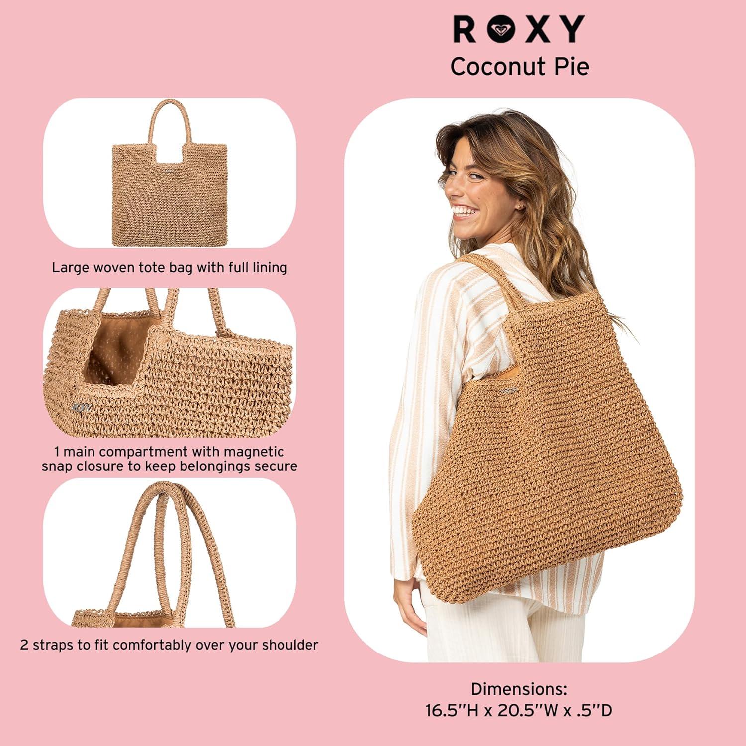 Bolso de Playa Roxy para Mujeres | Paja Eco-Chic | Ligero y Transpirable