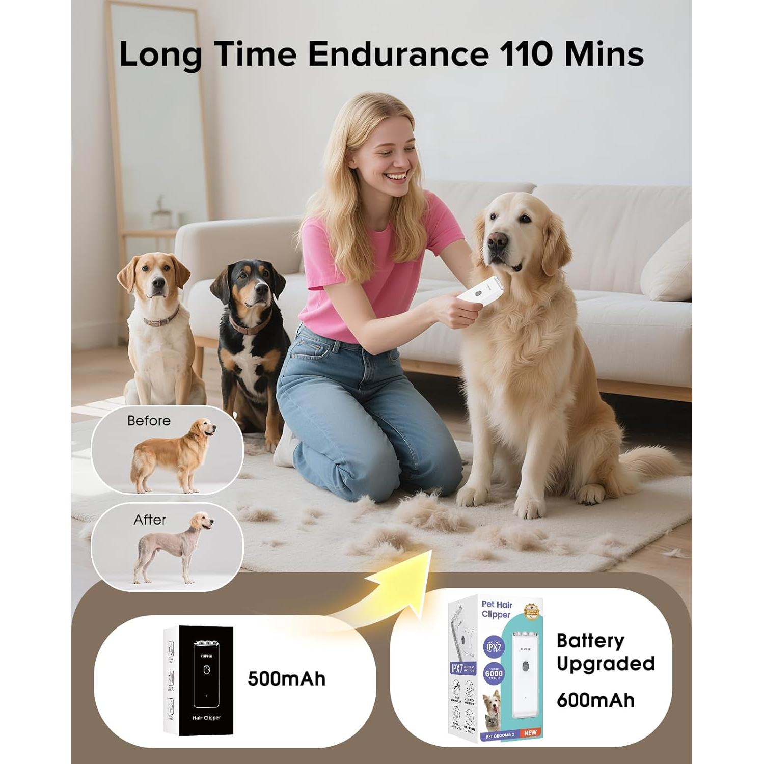 Cortadora de Pelo Inalámbrica Marvljojo para Perros y Gatos