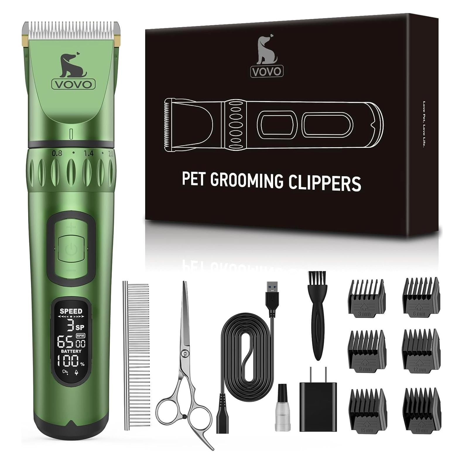 Cortapelos Inalámbrico VOVO para Perros 3 Velocidades Verde