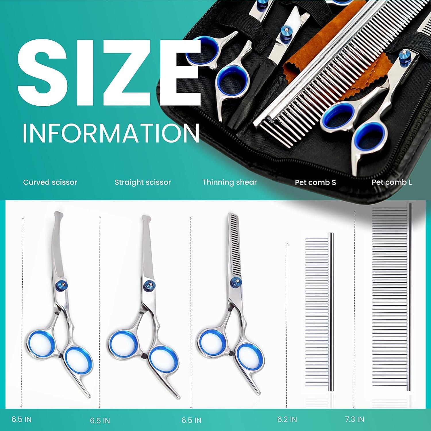 Kit de Tijeras para Mascotas MEDUWEDU 7 en 1 con Peines