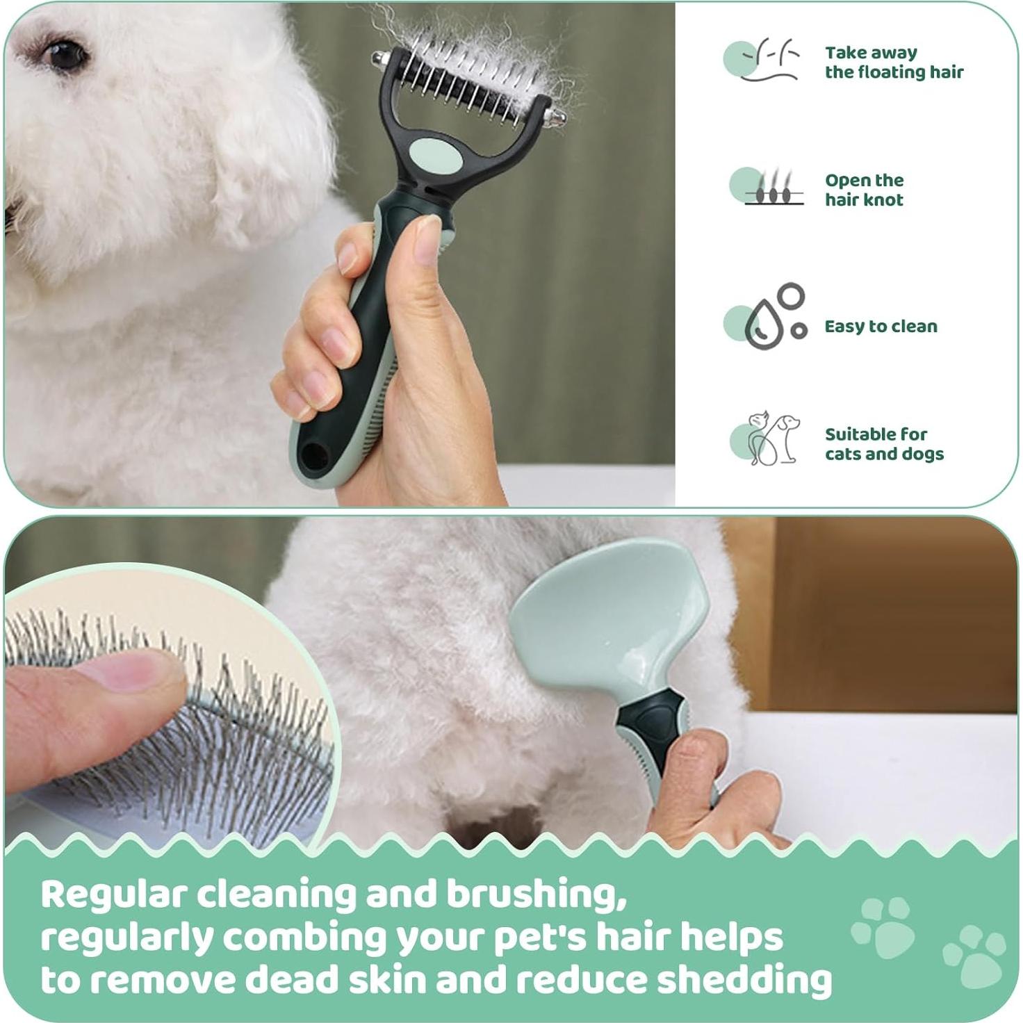 Kit de Aseo 8 en 1 LAMLENT para Perros y Gatos - Cepillo, Cortauñas, Peine, Tijeras, Cepillo de Dientes