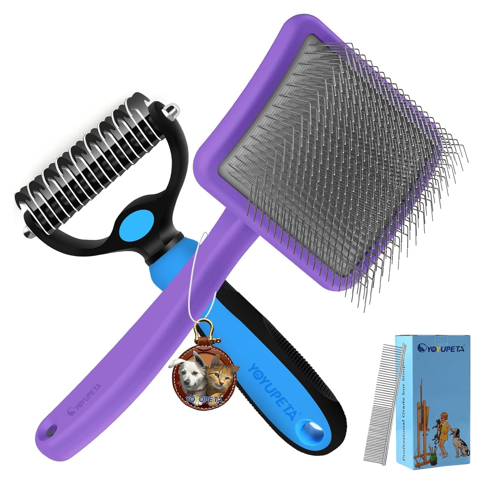 Kit de Aseo para Mascotas YOYUPETA - Cepillo Slicker Grande Morado