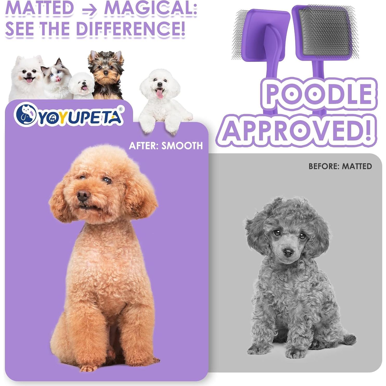 Kit de Aseo para Mascotas YOYUPETA - Cepillo Slicker Grande Morado