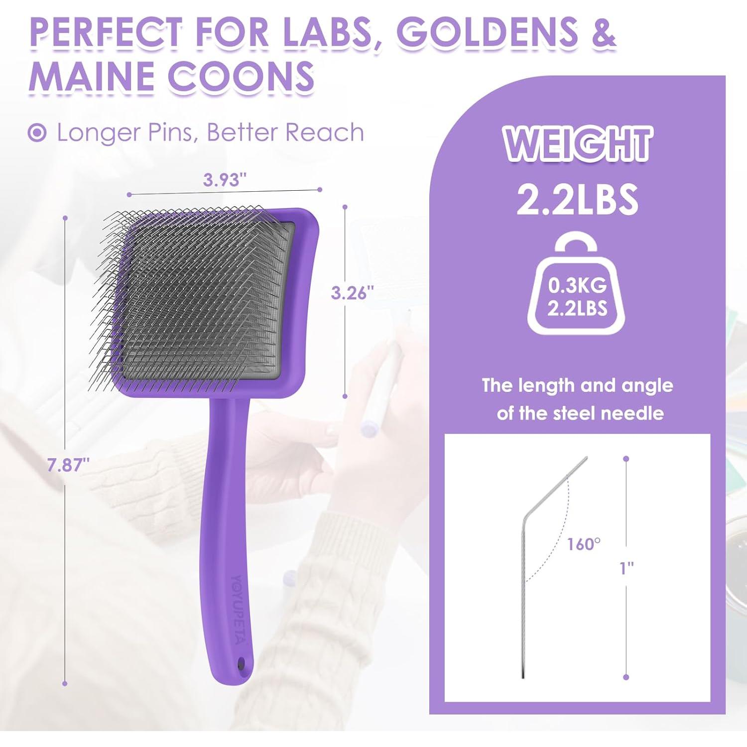 Kit de Aseo para Mascotas YOYUPETA - Cepillo Slicker Grande Morado