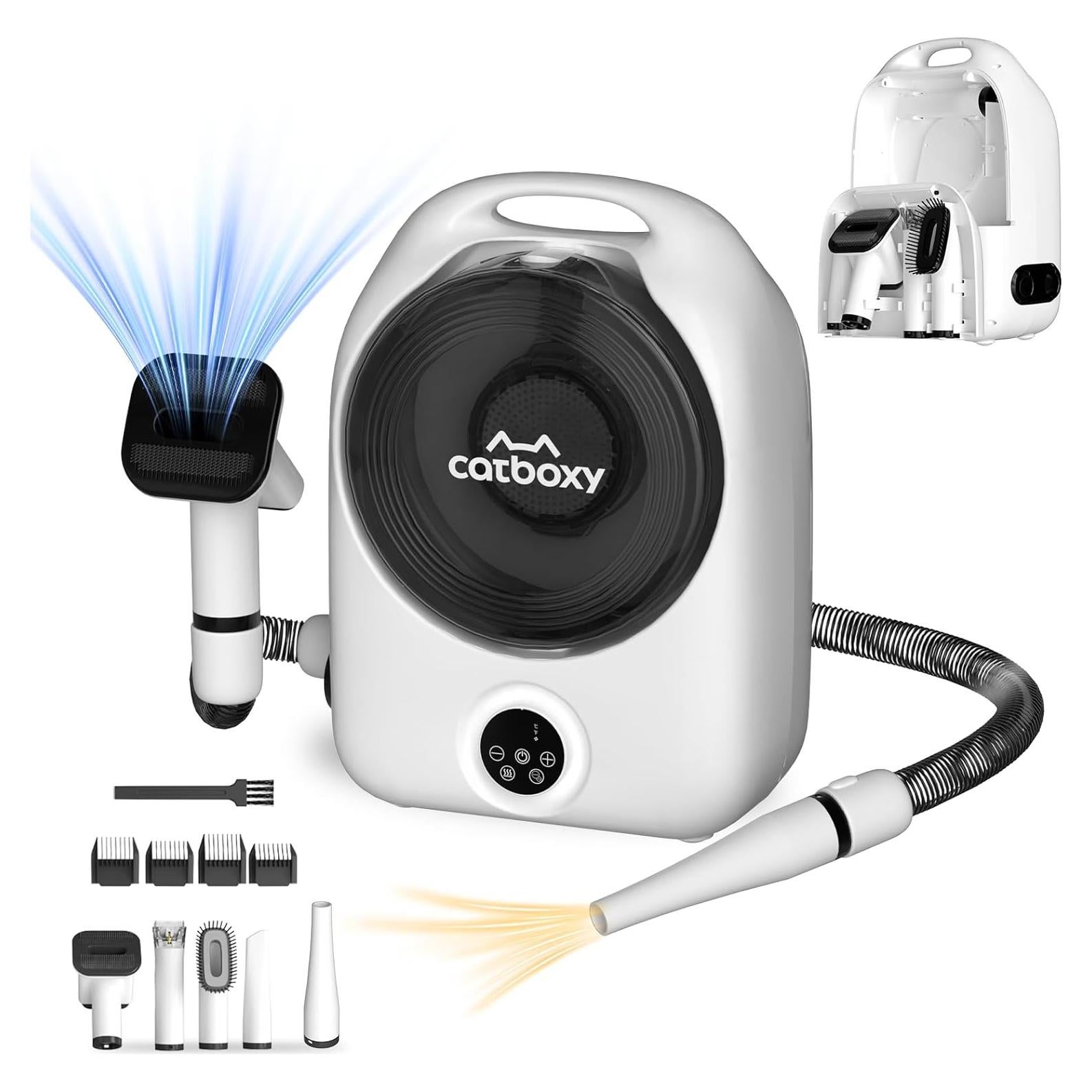 Kit Acicalamiento Mascotas Catboxy CW256 - Aspiradora y Secador 10000Pa