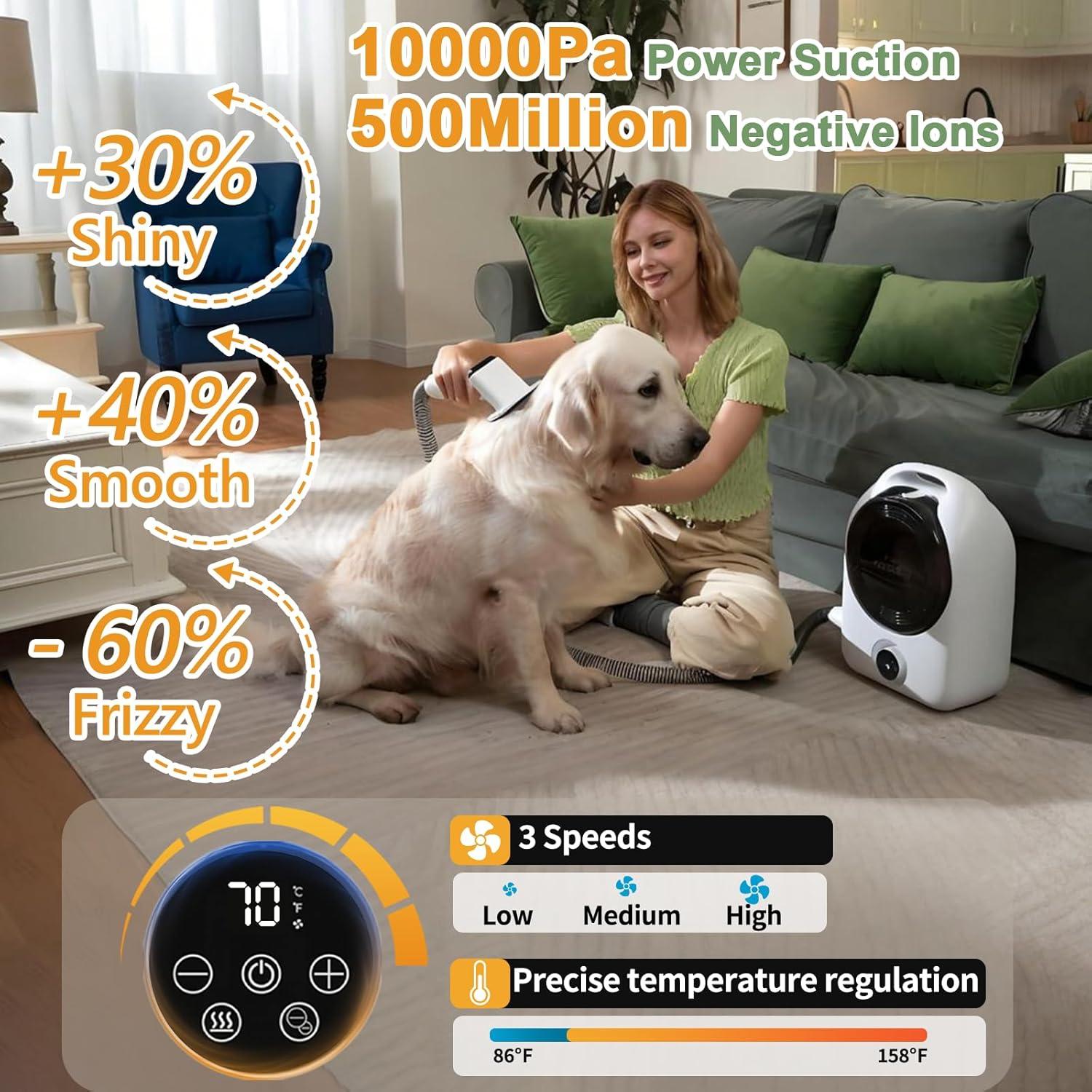 Kit Acicalamiento Mascotas Catboxy CW256 - Aspiradora y Secador 10000Pa