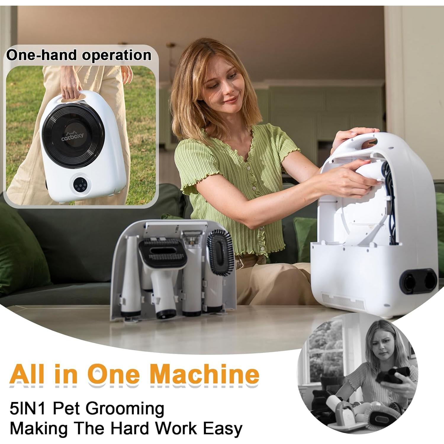 Kit Acicalamiento Mascotas Catboxy CW256 - Aspiradora y Secador 10000Pa