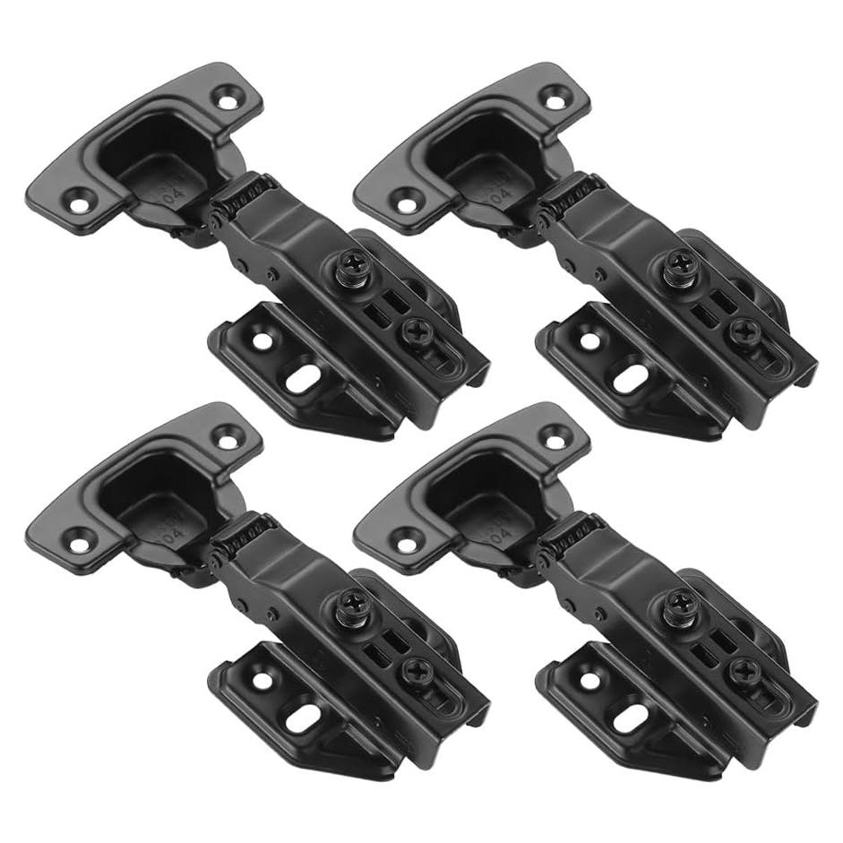 Bisagras de Gabinete JQK Negras Cierre Suave 100° 4 Unidades
