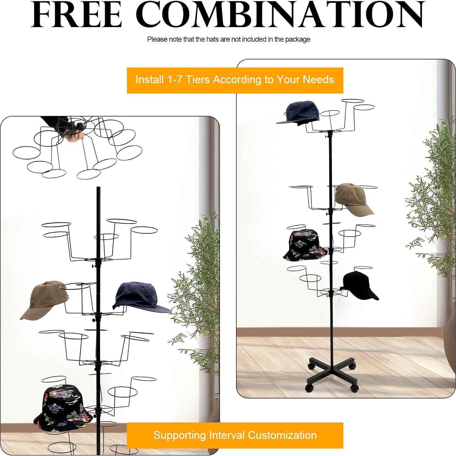 Soporte de exhibición de sombreros Beaccoss 7 niveles 35 ganchos