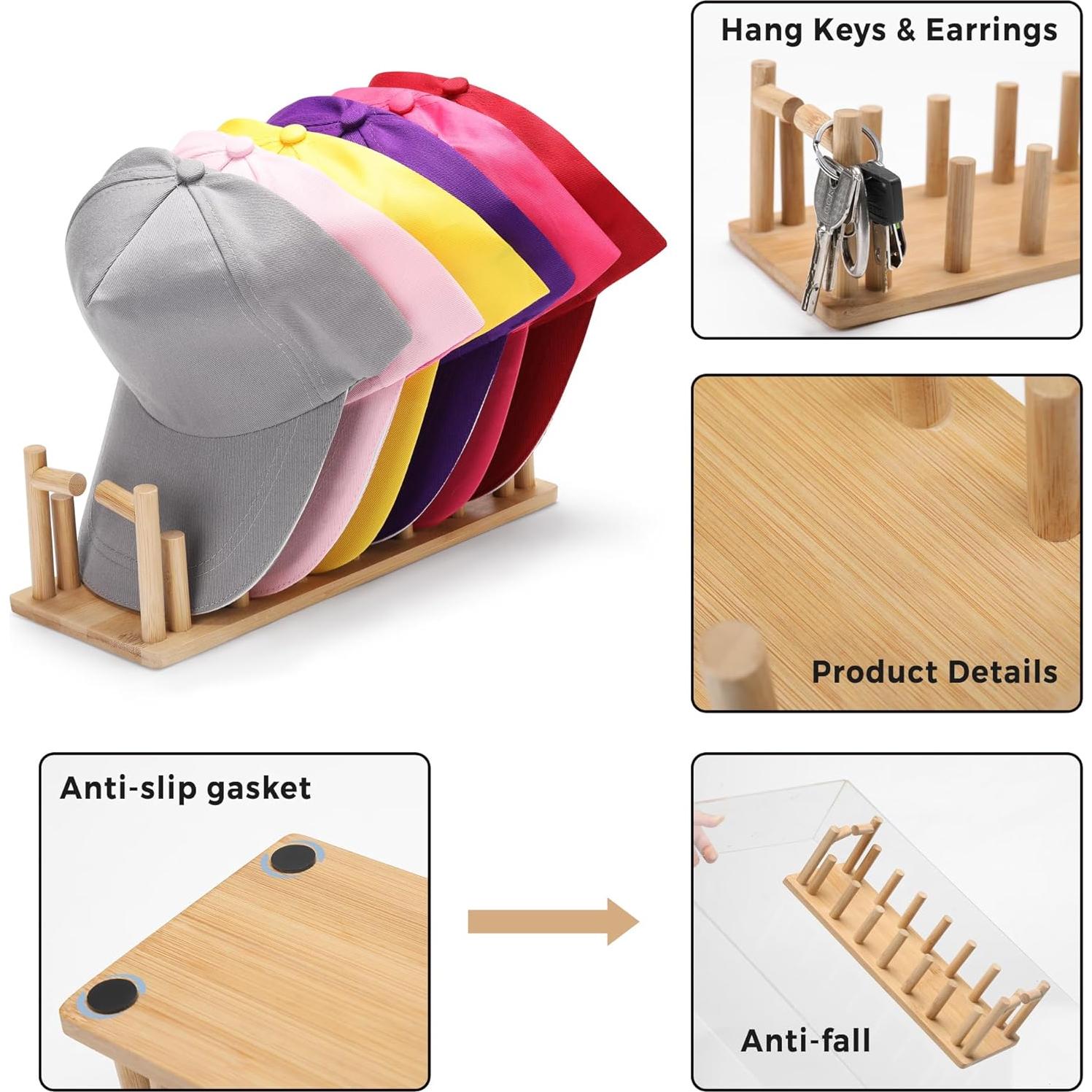 Organizador de Sombreros de Bambú ZhiYo-Life para 18 Gorras