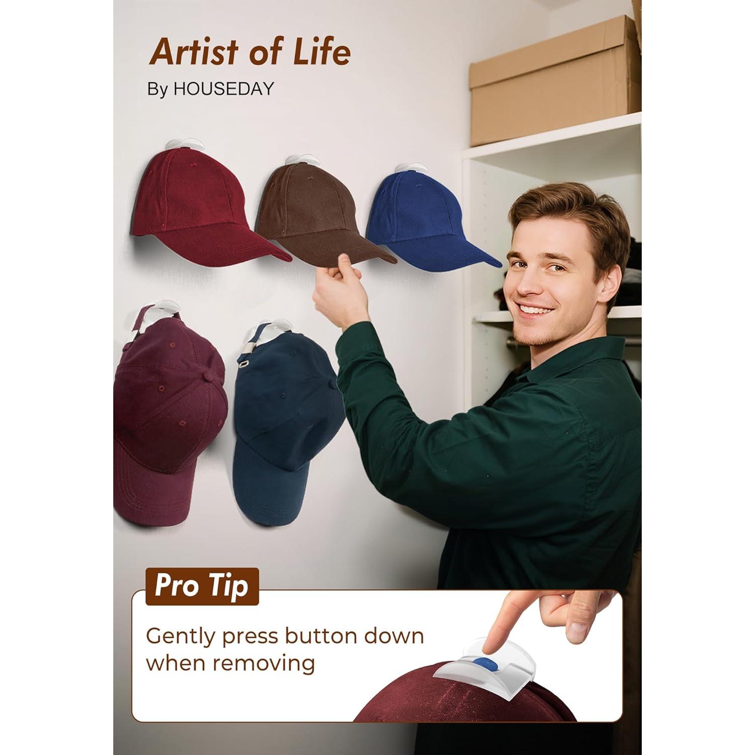 Ganchos Adhesivos para Sombreros HOUSE DAY - Paquete de 16