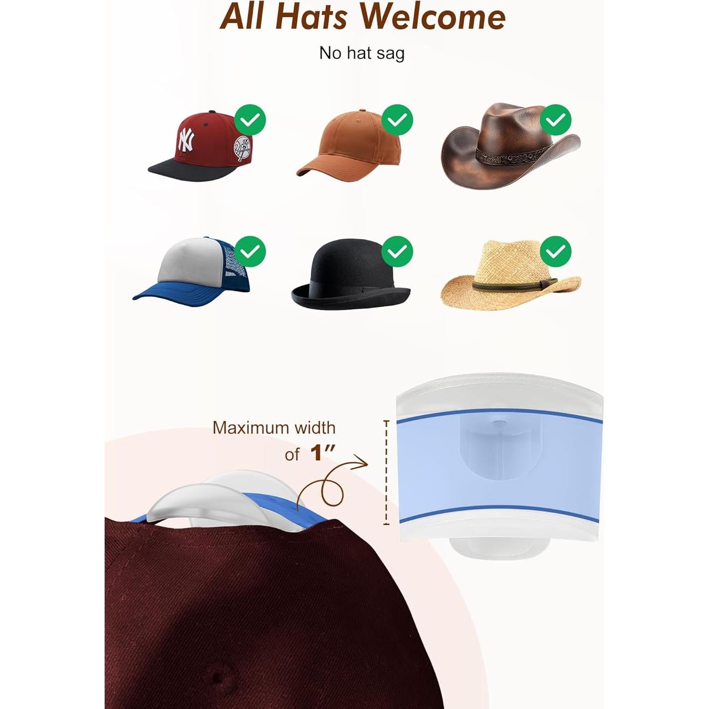 Ganchos Adhesivos para Sombreros HOUSE DAY - Paquete de 16