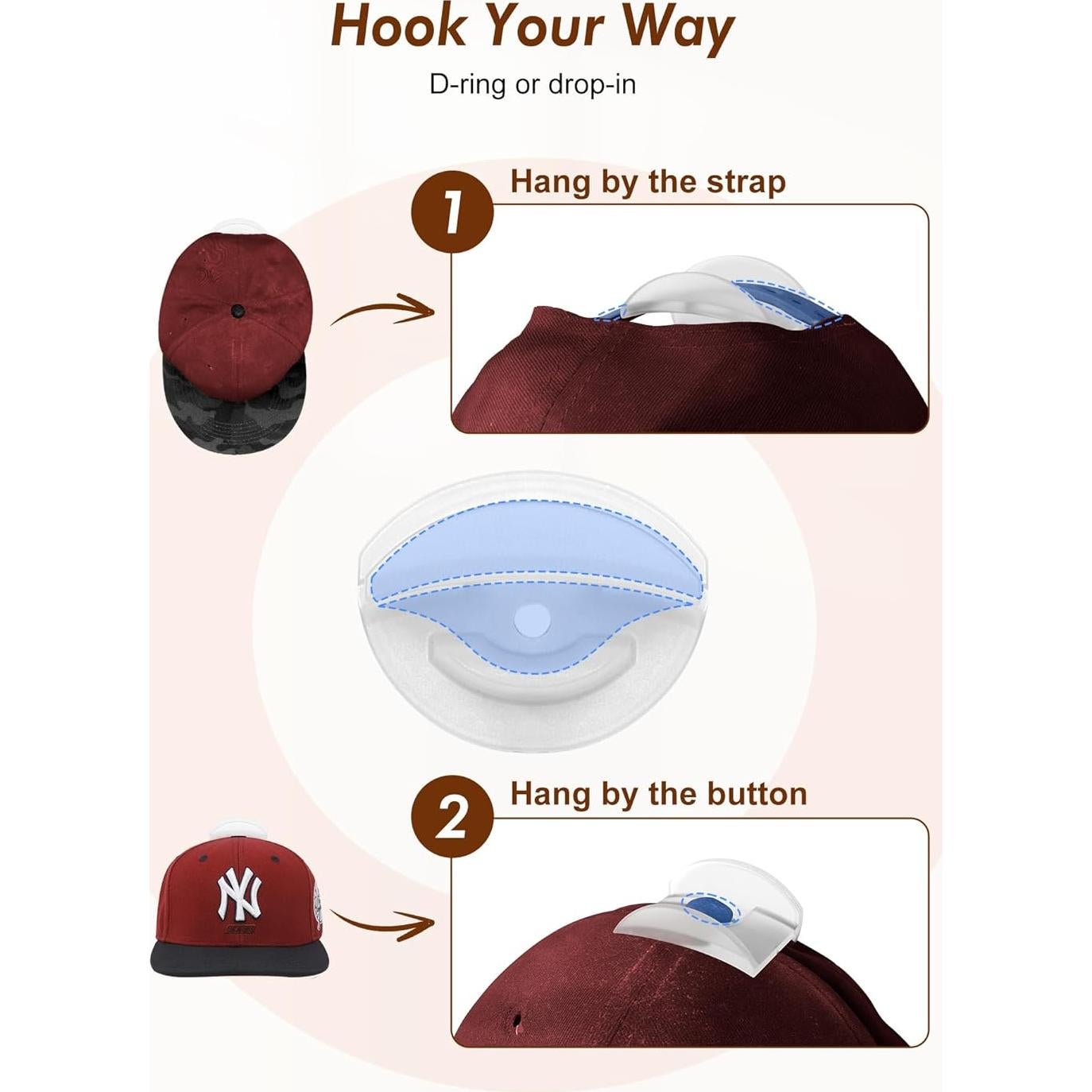 Ganchos Adhesivos para Sombreros HOUSE DAY - Paquete de 16