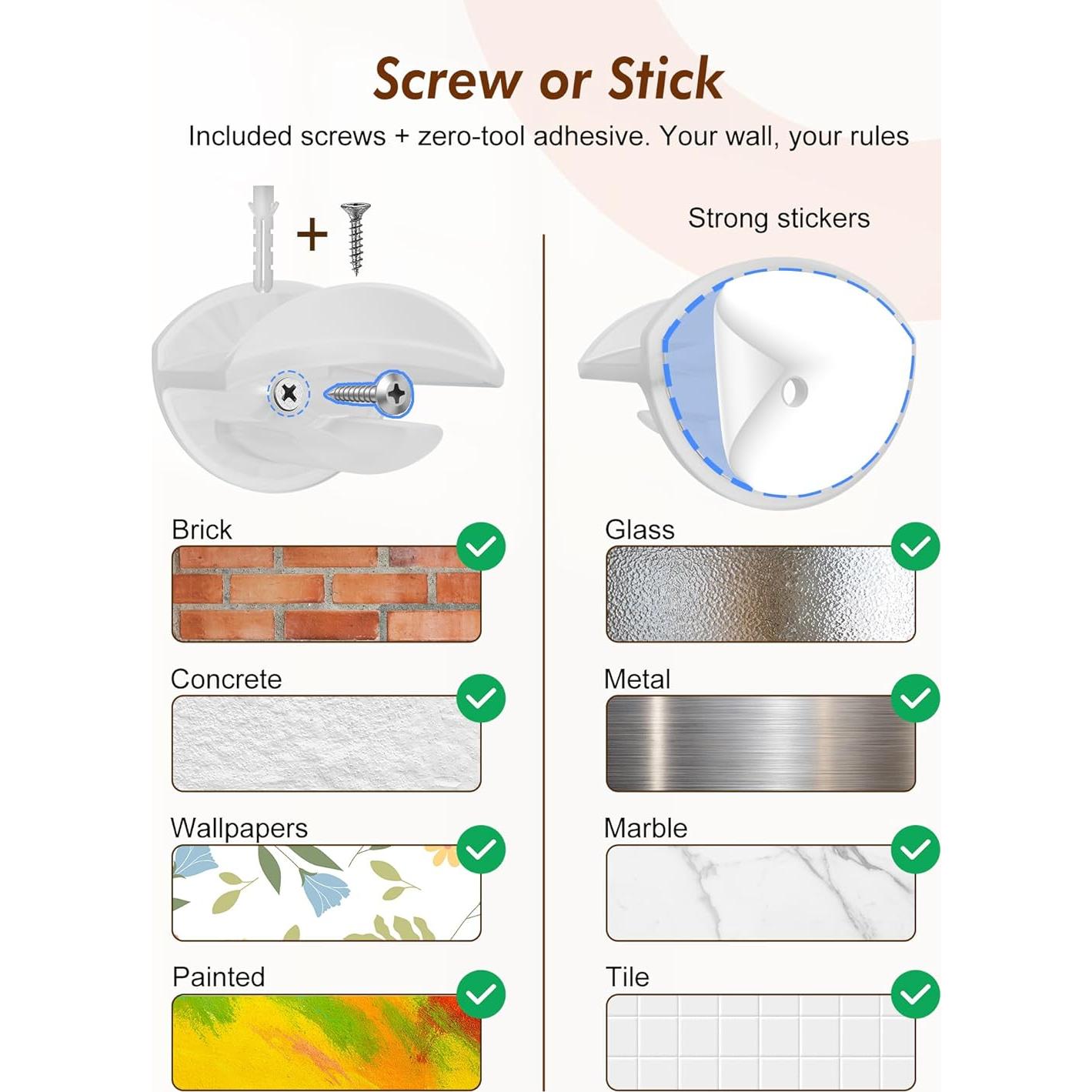 Ganchos Adhesivos para Sombreros HOUSE DAY - Paquete de 16