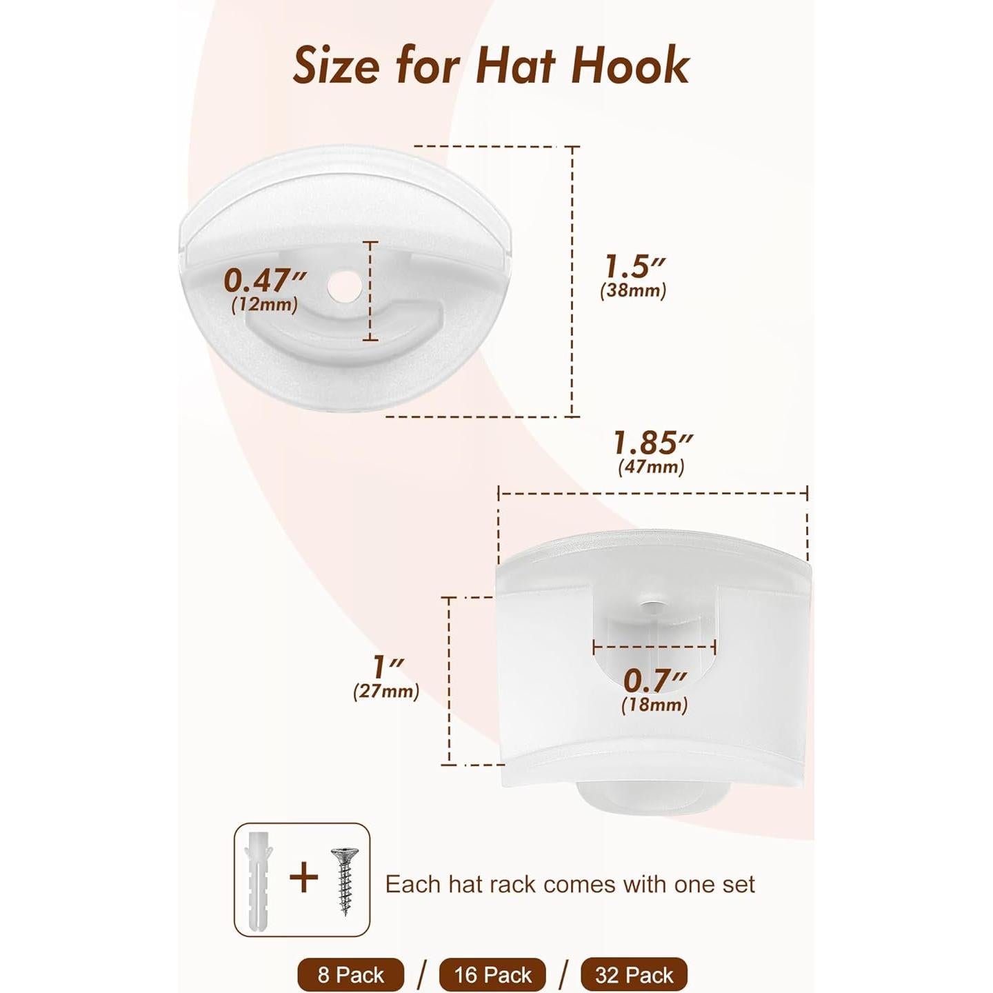 Ganchos Adhesivos para Sombreros HOUSE DAY - Paquete de 16