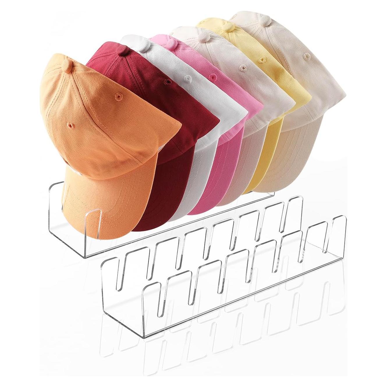 Organizador de Sombreros Acrílico ZORCOR - Paquete de 2, Almacena 14 Gorras