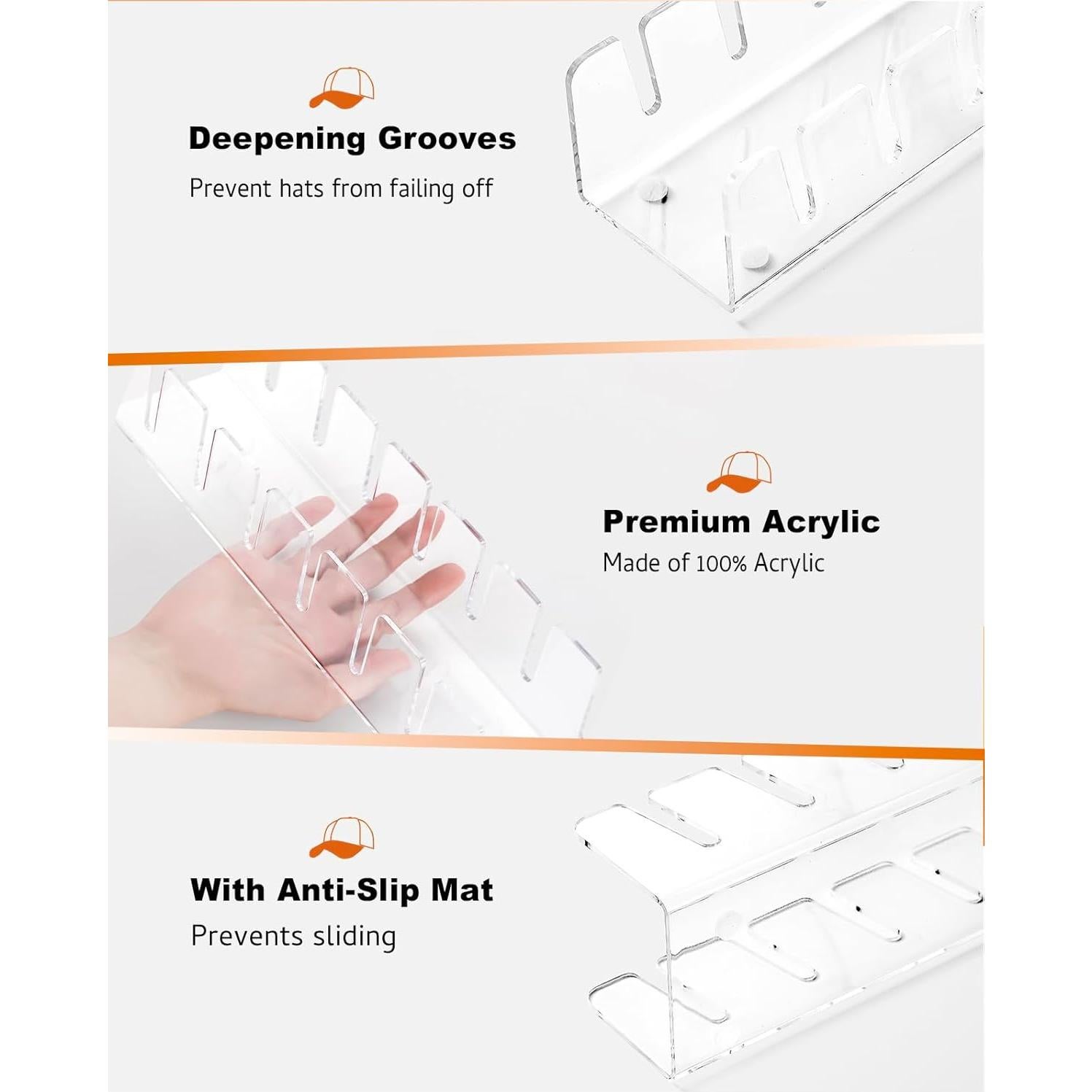 Organizador de Sombreros Acrílico ZORCOR - Paquete de 2, Almacena 14 Gorras