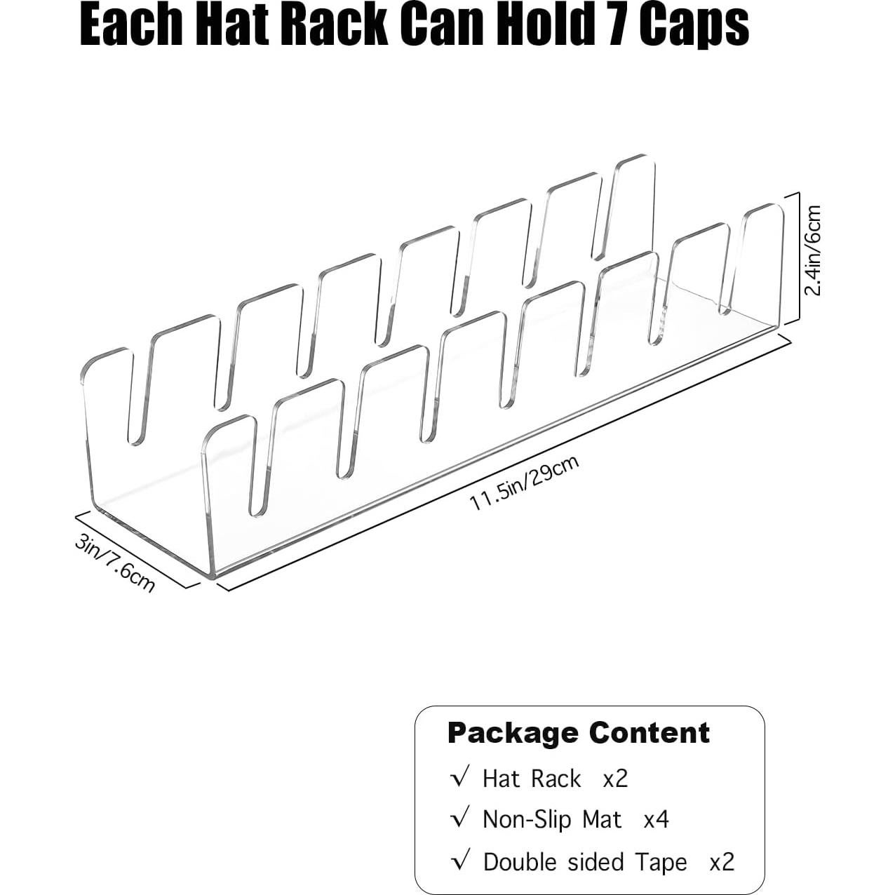 Organizador de Sombreros Acrílico ZORCOR - Paquete de 2, Almacena 14 Gorras