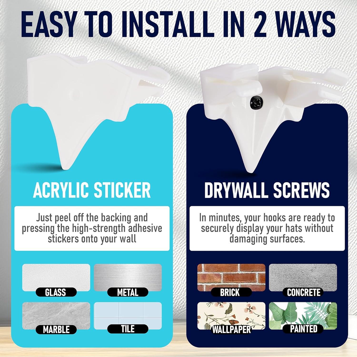 Ganchos Adhesivos para Sombreros Hula Home - Paquete de 10