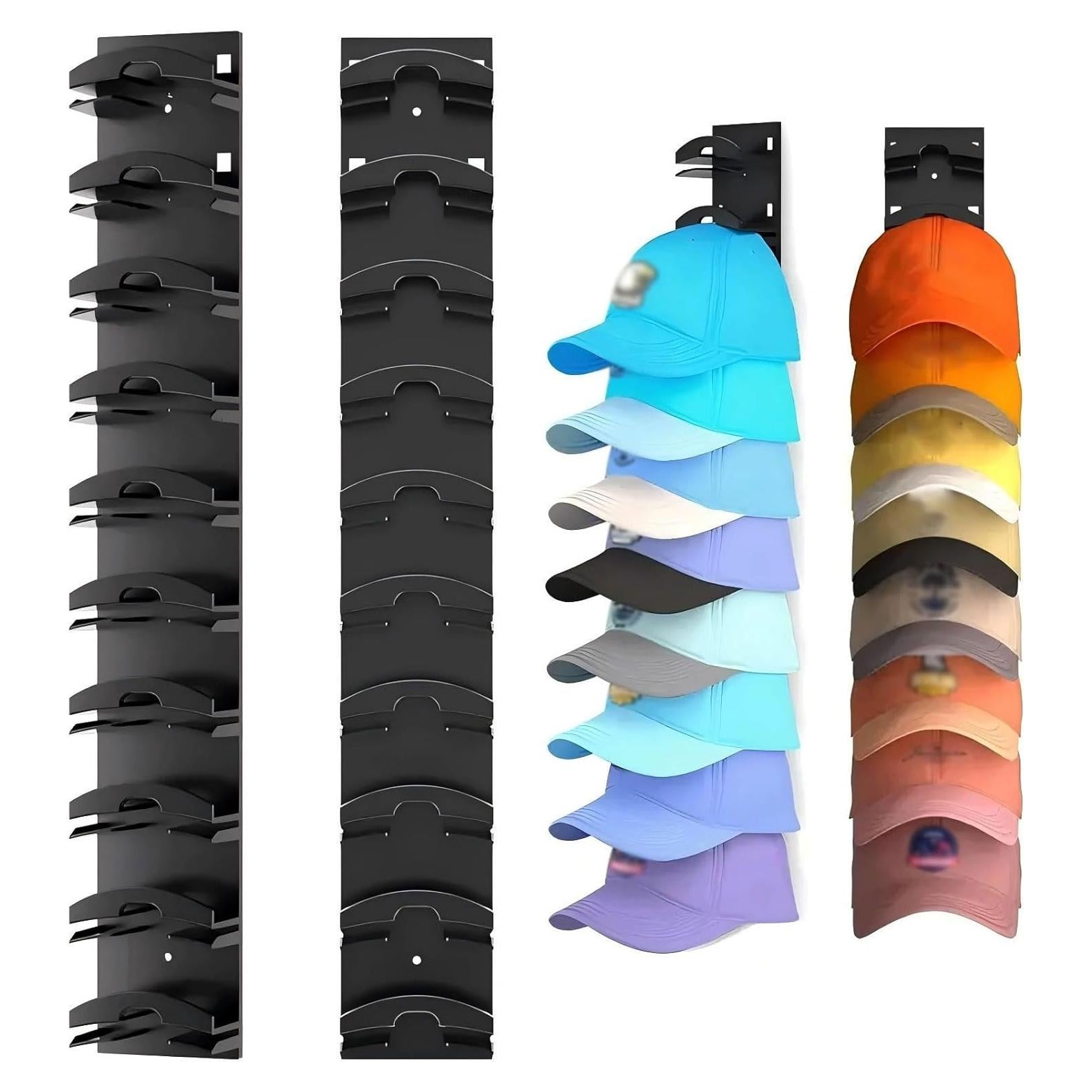 Organizador de Sombreros Montado en la Pared YVYAVGE - 2 PCS, Negro