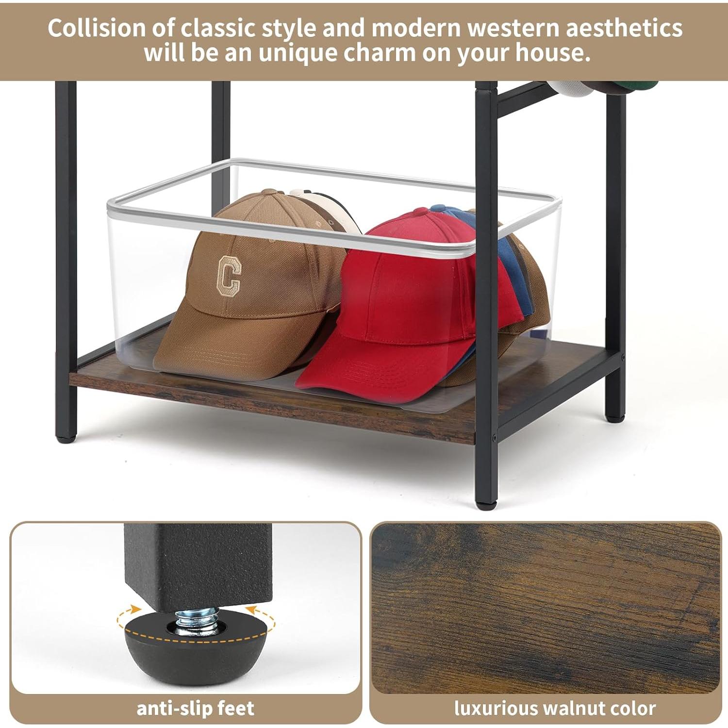 Soporte para Sombreros Meangood 5 Niveles Organizador Marrón