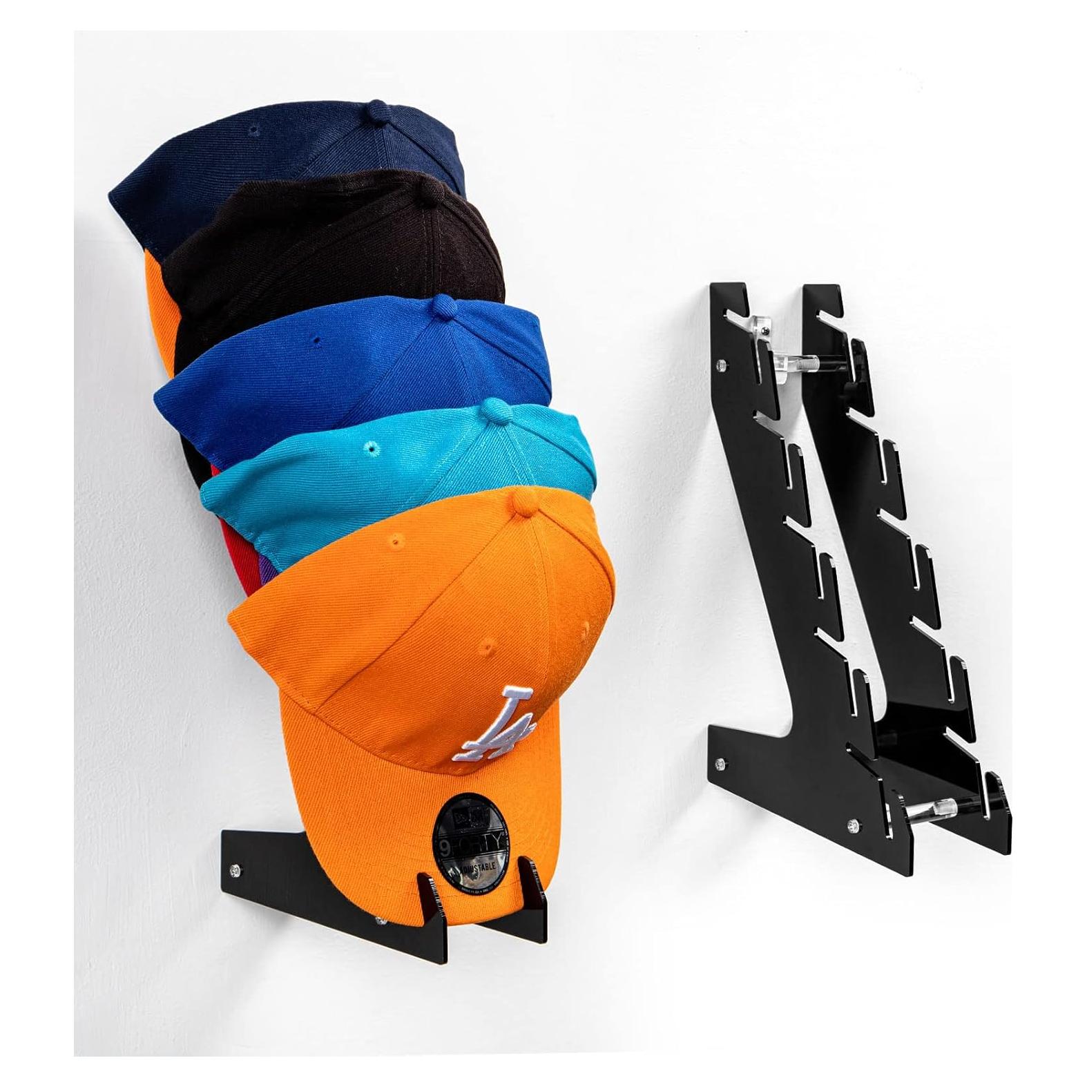 Soporte para Sombreros HAYVAN - Acrílico Negro - Montaje Pared o Pie - Hasta 10 Gorras