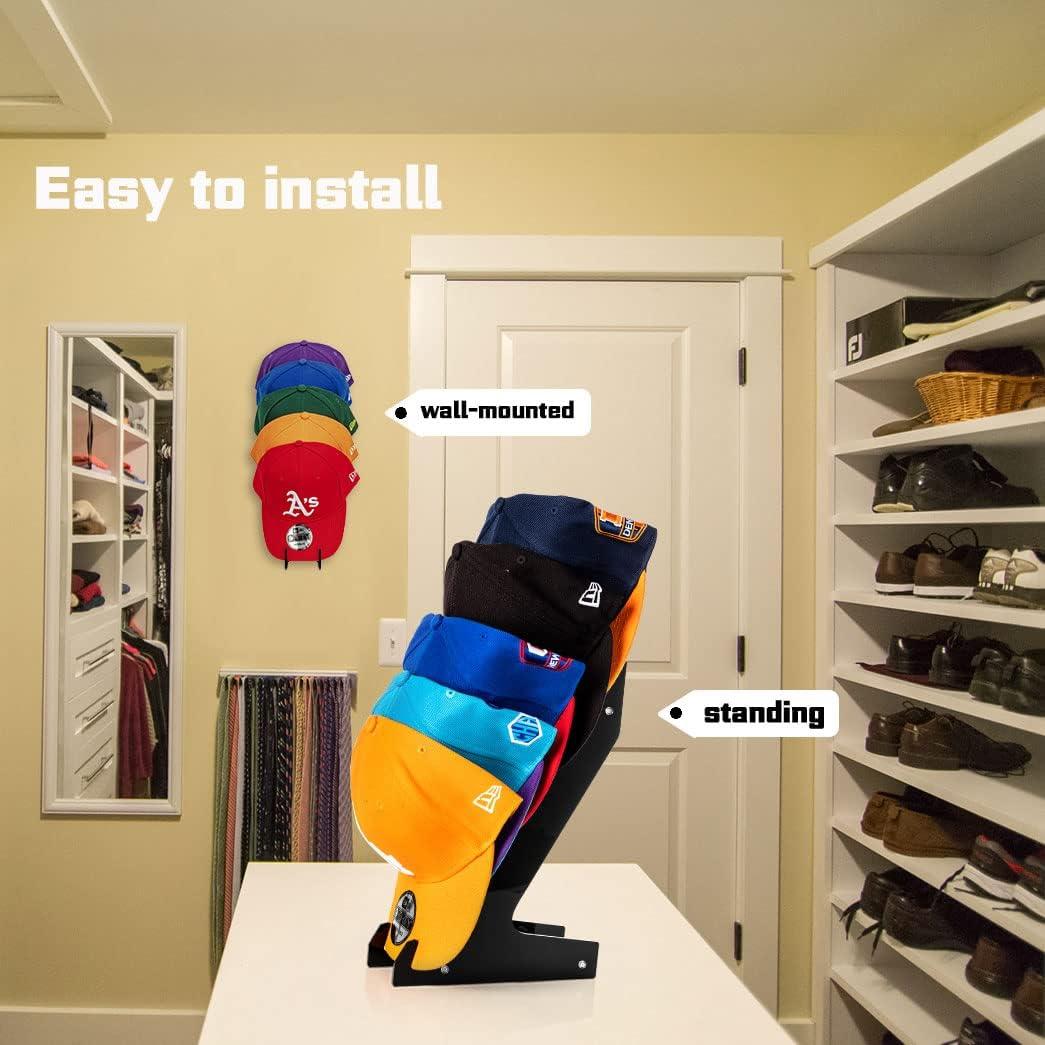 Soporte para Sombreros HAYVAN - Acrílico Negro - Montaje Pared o Pie - Hasta 10 Gorras