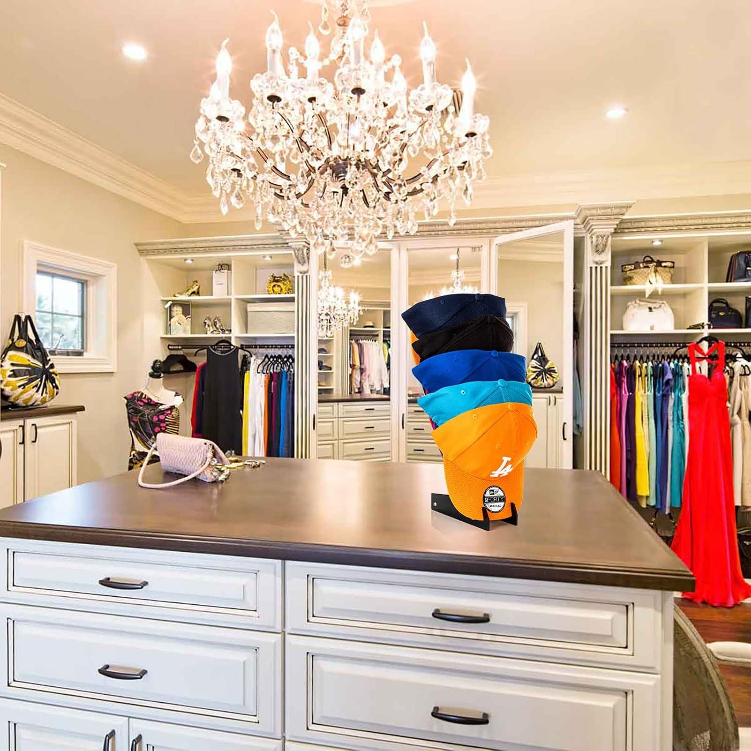 Soporte para Sombreros HAYVAN - Acrílico Negro - Montaje Pared o Pie - Hasta 10 Gorras