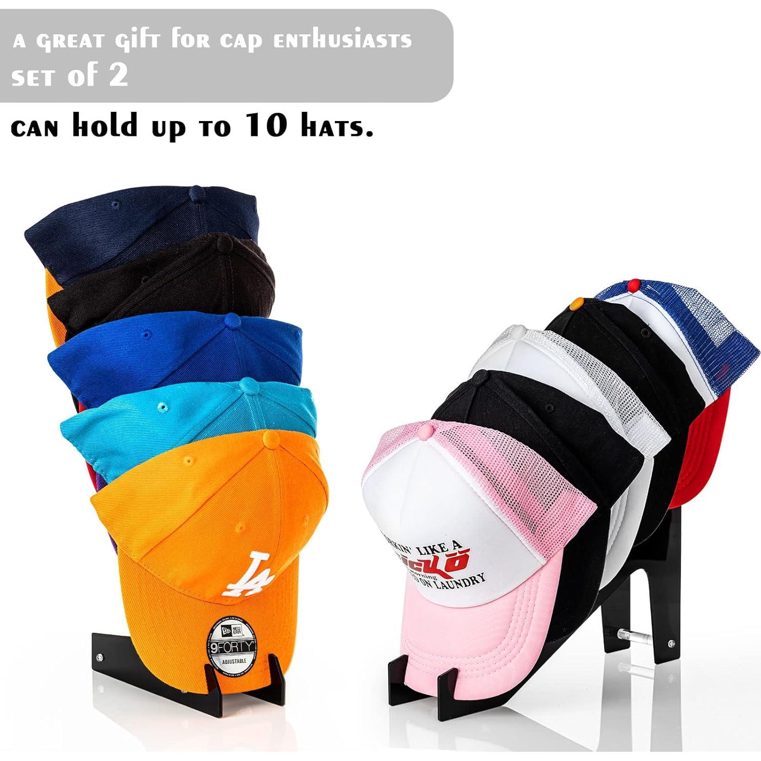 Soporte para Sombreros HAYVAN - Acrílico Negro - Montaje Pared o Pie - Hasta 10 Gorras