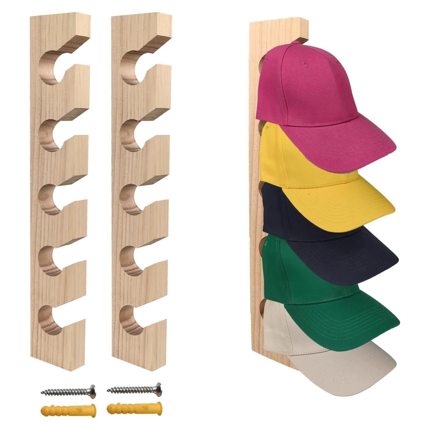 Soporte para Gorras de Béisbol Vavili 2 PCS Madera 5 Ganchos