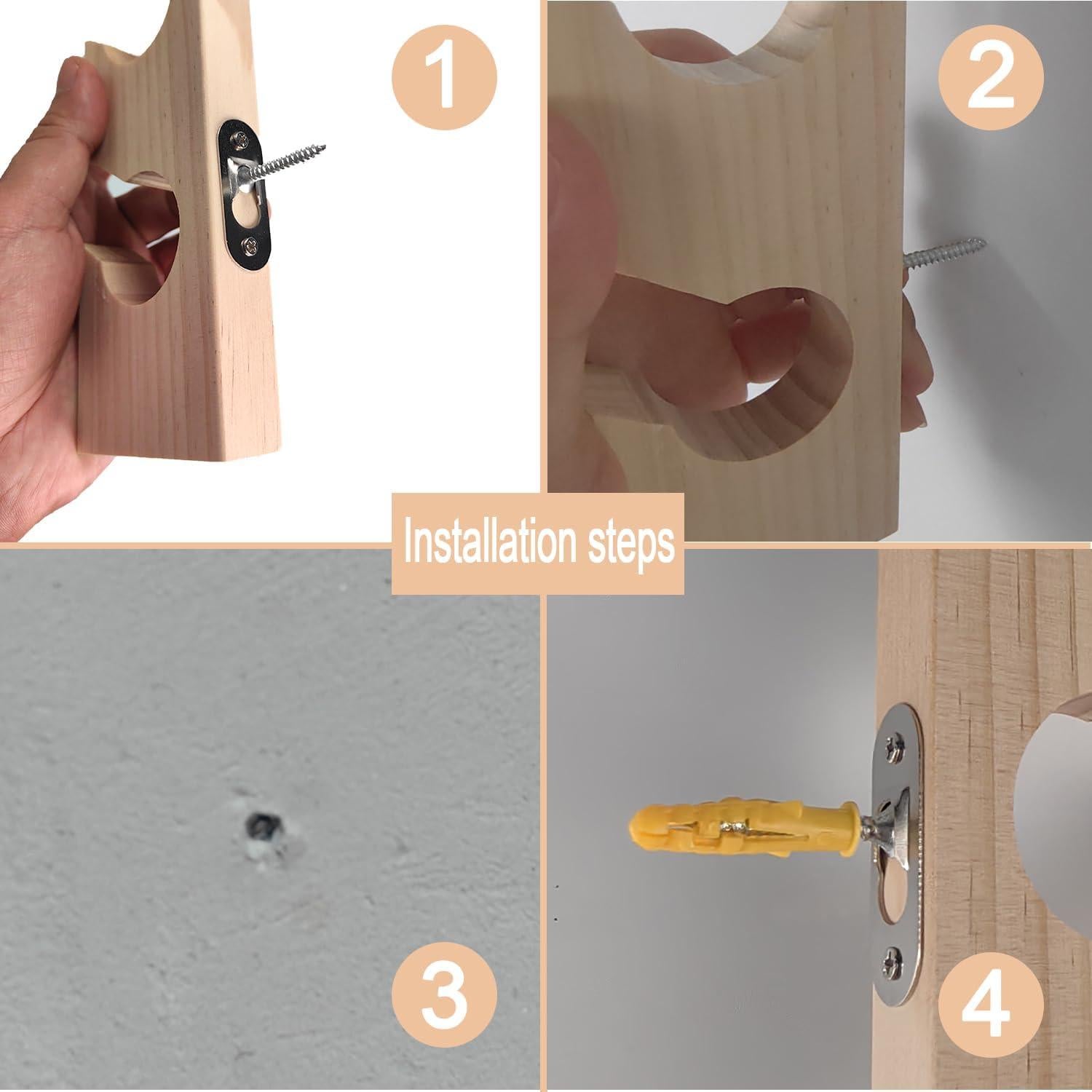 Soporte para Gorras de Béisbol Vavili 2 PCS Madera 5 Ganchos