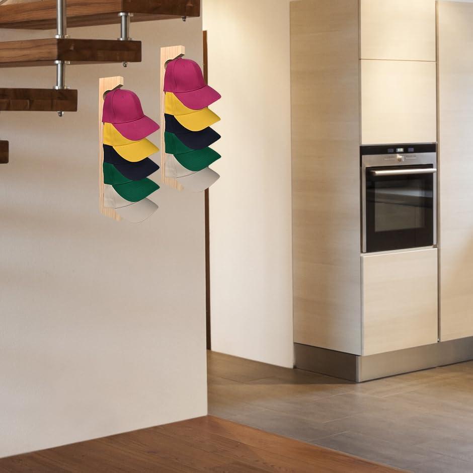 Soporte para Gorras de Béisbol Vavili 2 PCS Madera 5 Ganchos