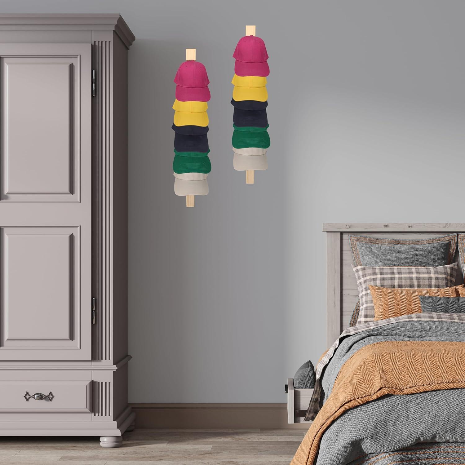 Soporte para Gorras de Béisbol Vavili 2 PCS Madera 5 Ganchos