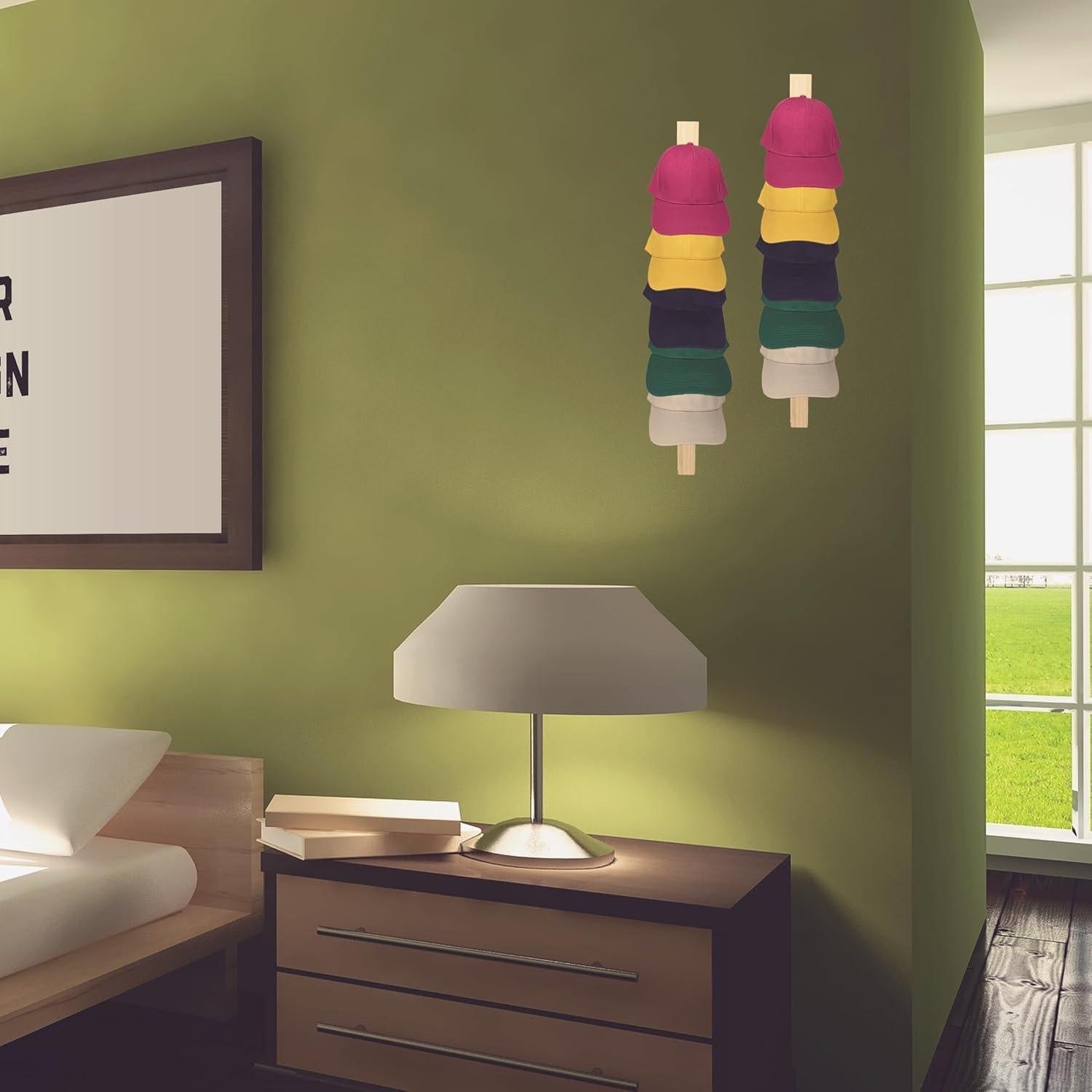 Soporte para Gorras de Béisbol Vavili 2 PCS Madera 5 Ganchos