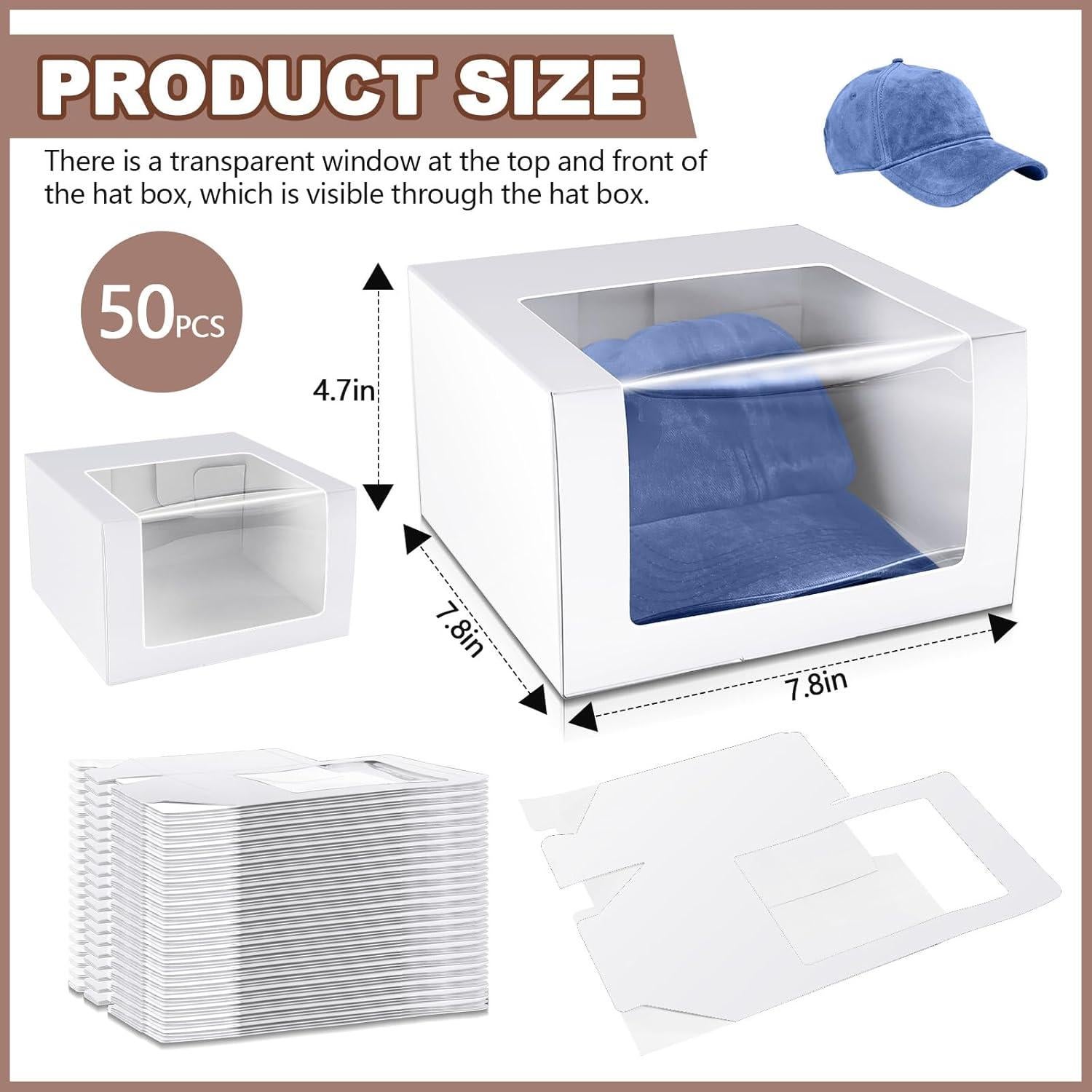50 Cajas de Regalo para Gorras DoubleFill con Ventana Transparente