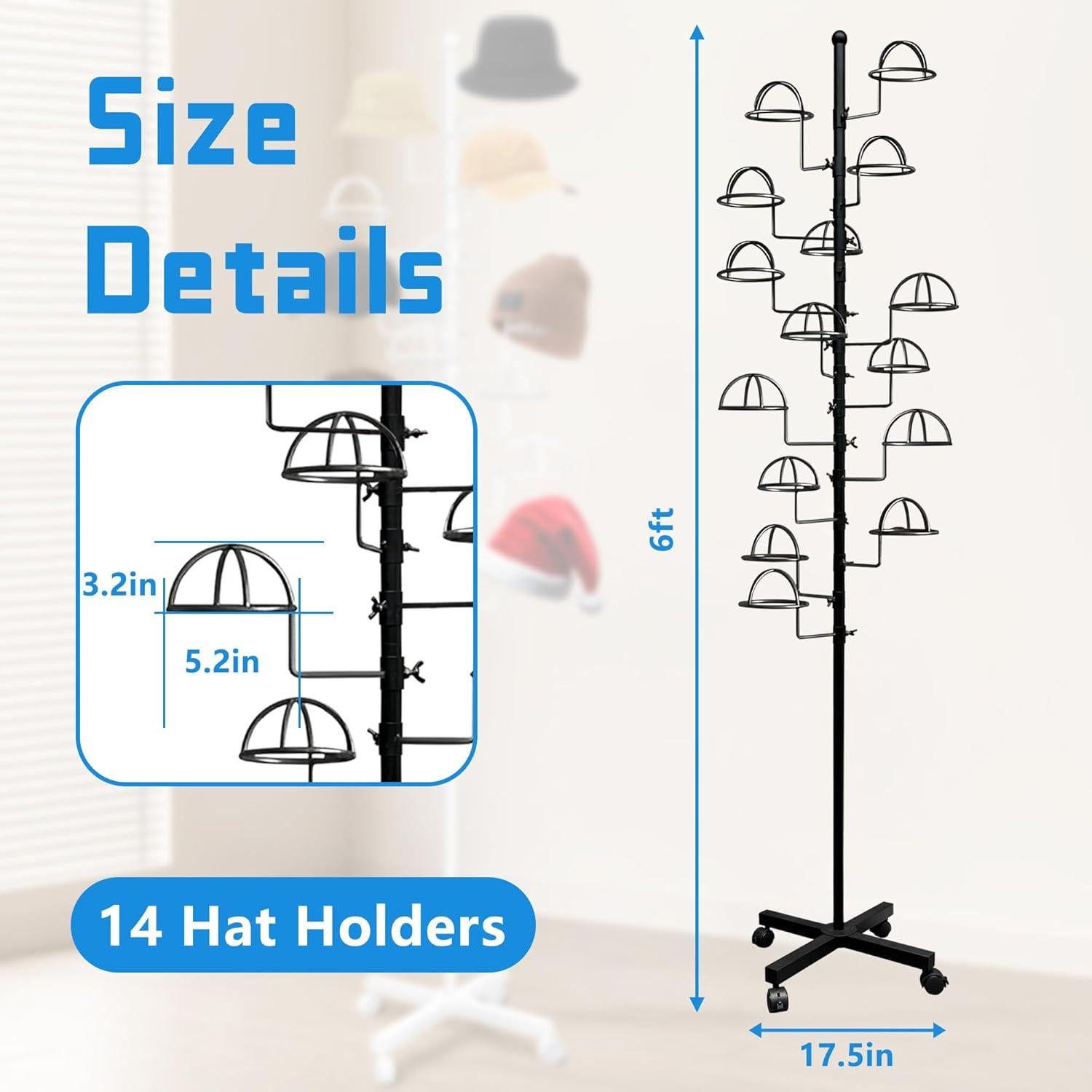Soporte para Sombreros Montex 14 Ganchos Metal Negro
