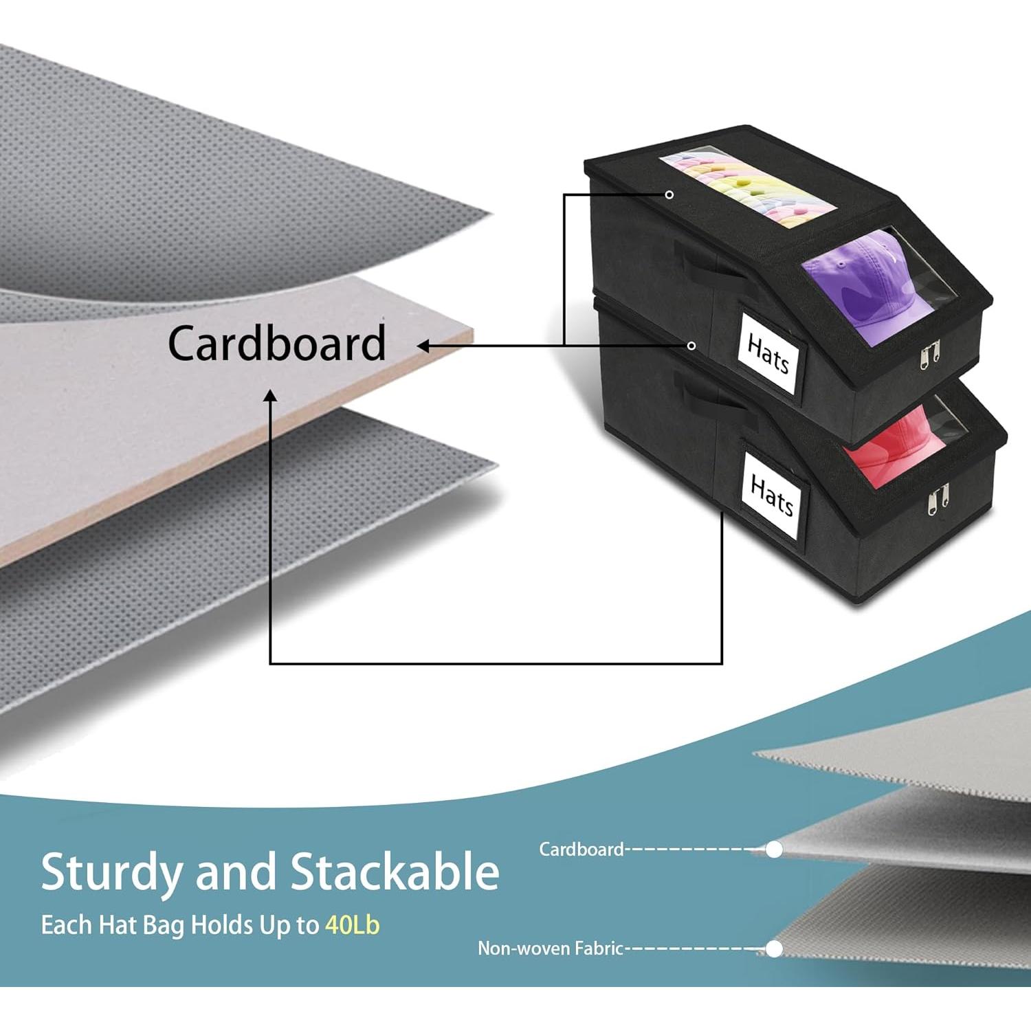 Organizador de Sombreros Uawsyut 2 PCS Apilable Negro