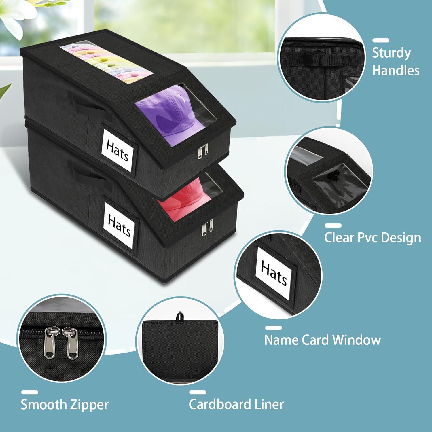 Organizador de Sombreros Uawsyut 2 PCS Apilable Negro