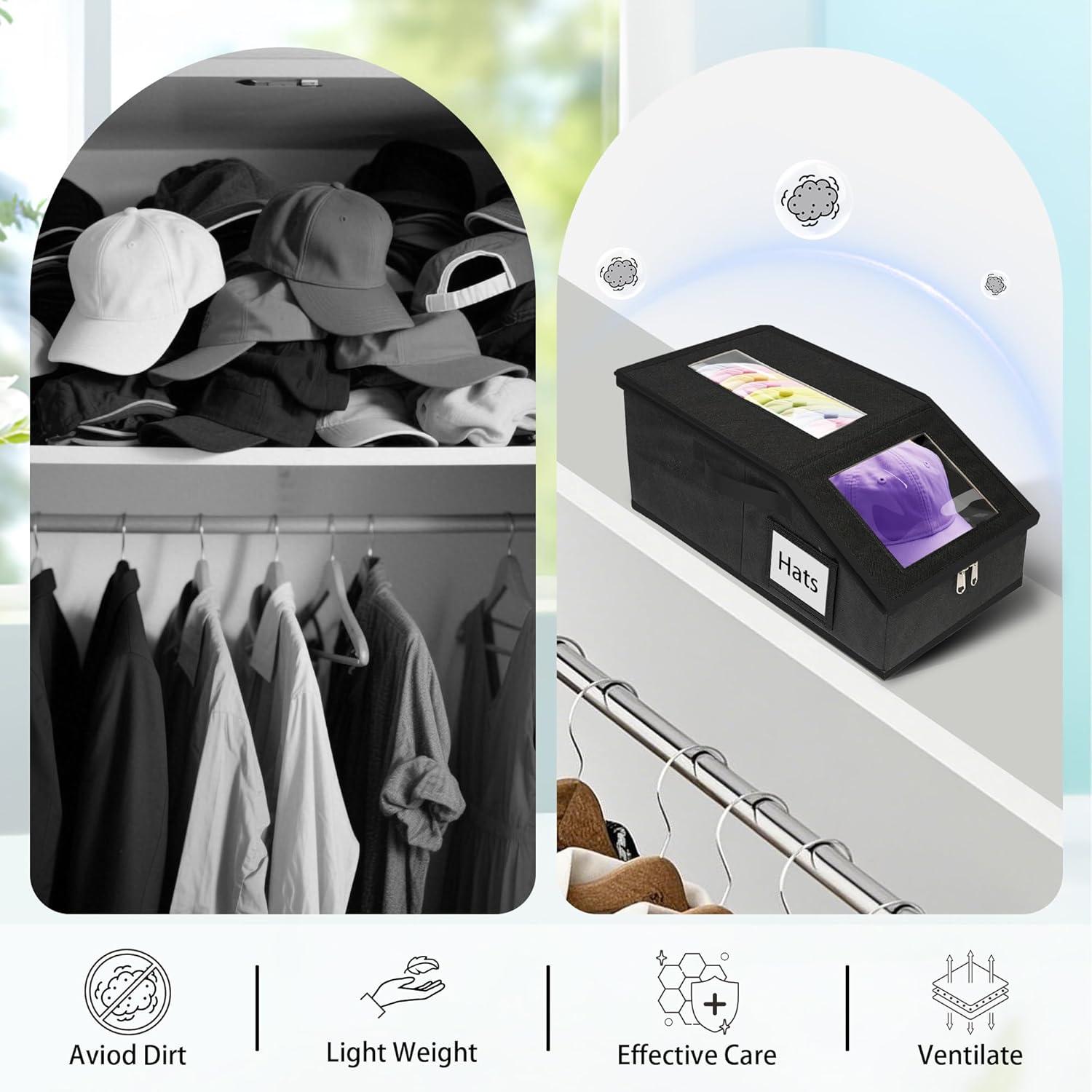 Organizador de Sombreros Uawsyut 2 PCS Apilable Negro