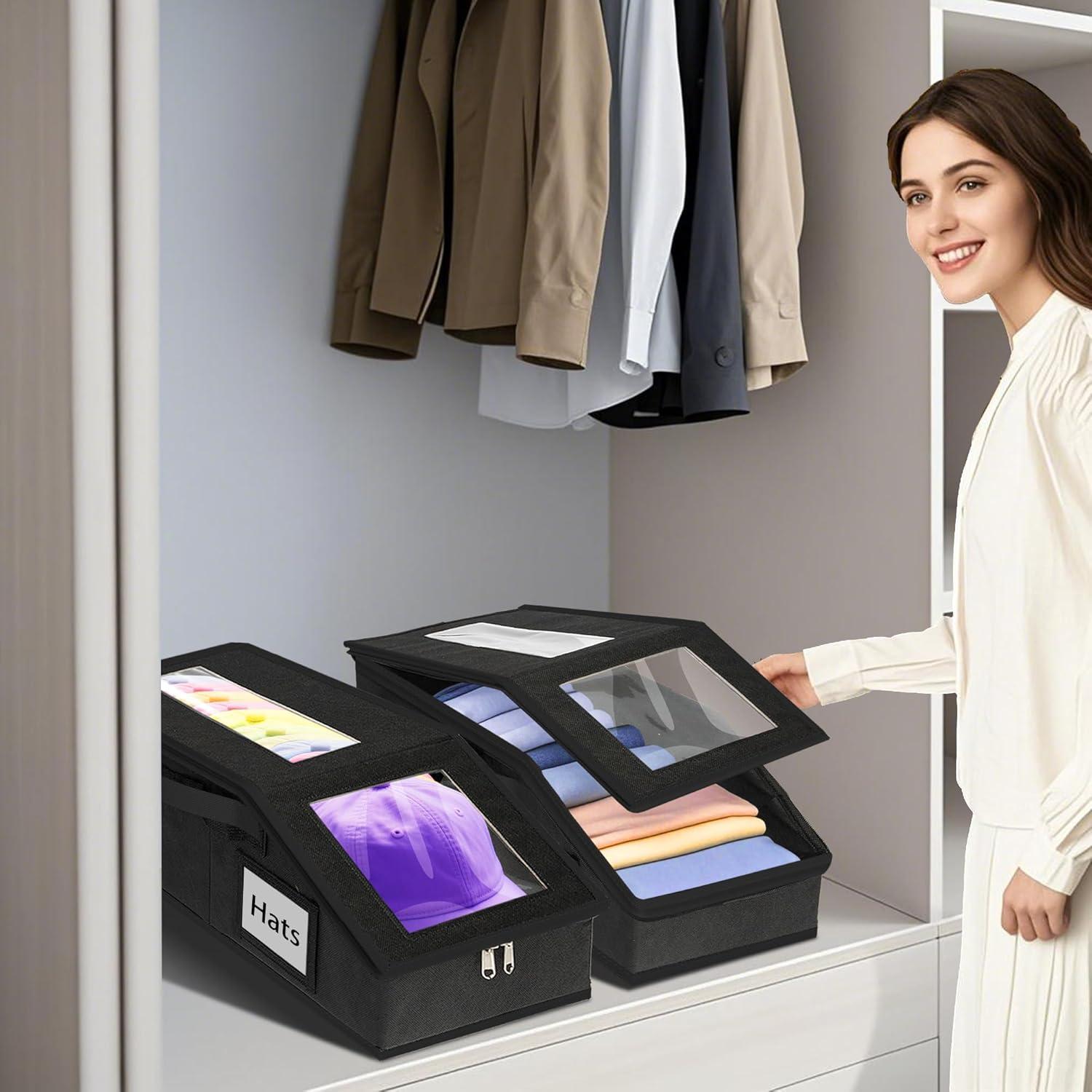 Organizador de Sombreros Uawsyut 2 PCS Apilable Negro