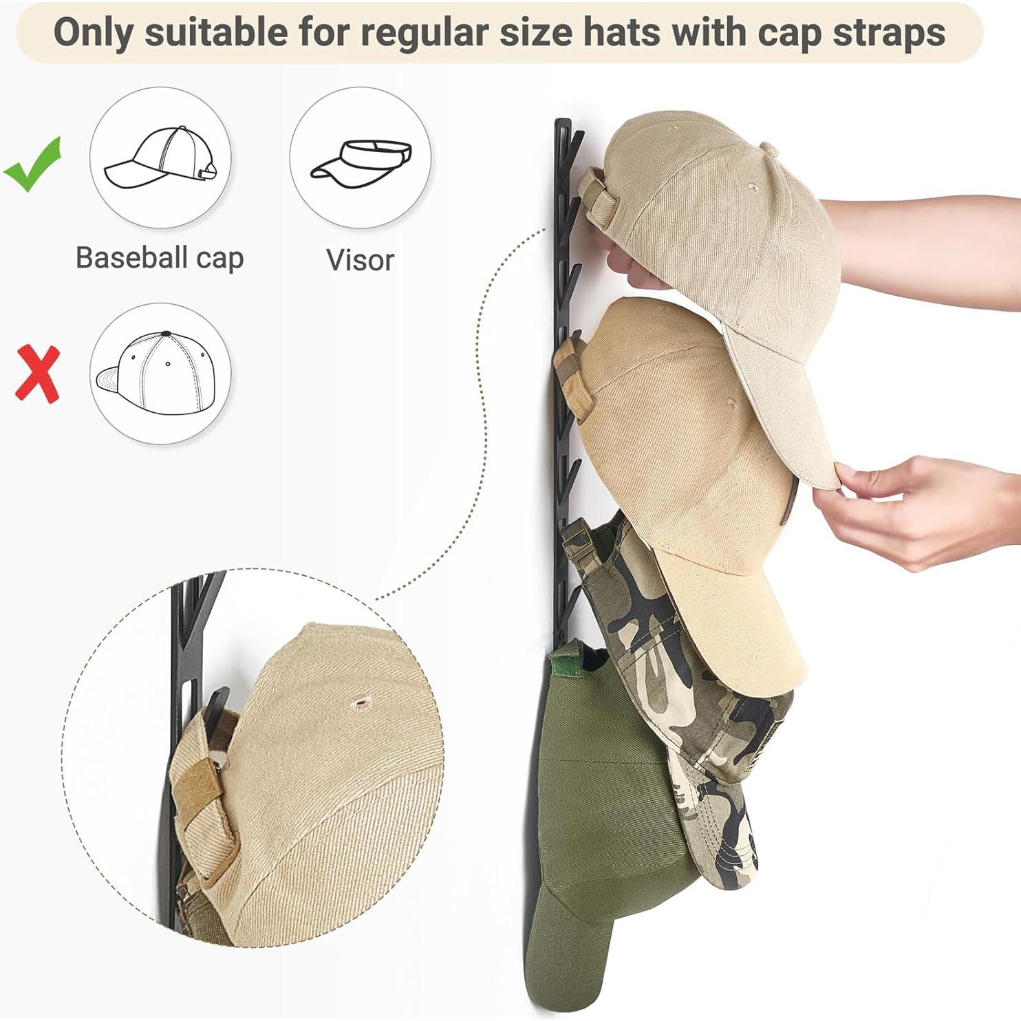 Organizador de Sombreros Mkono, Juego de 2 Soportes Pared, 18 Sombreros