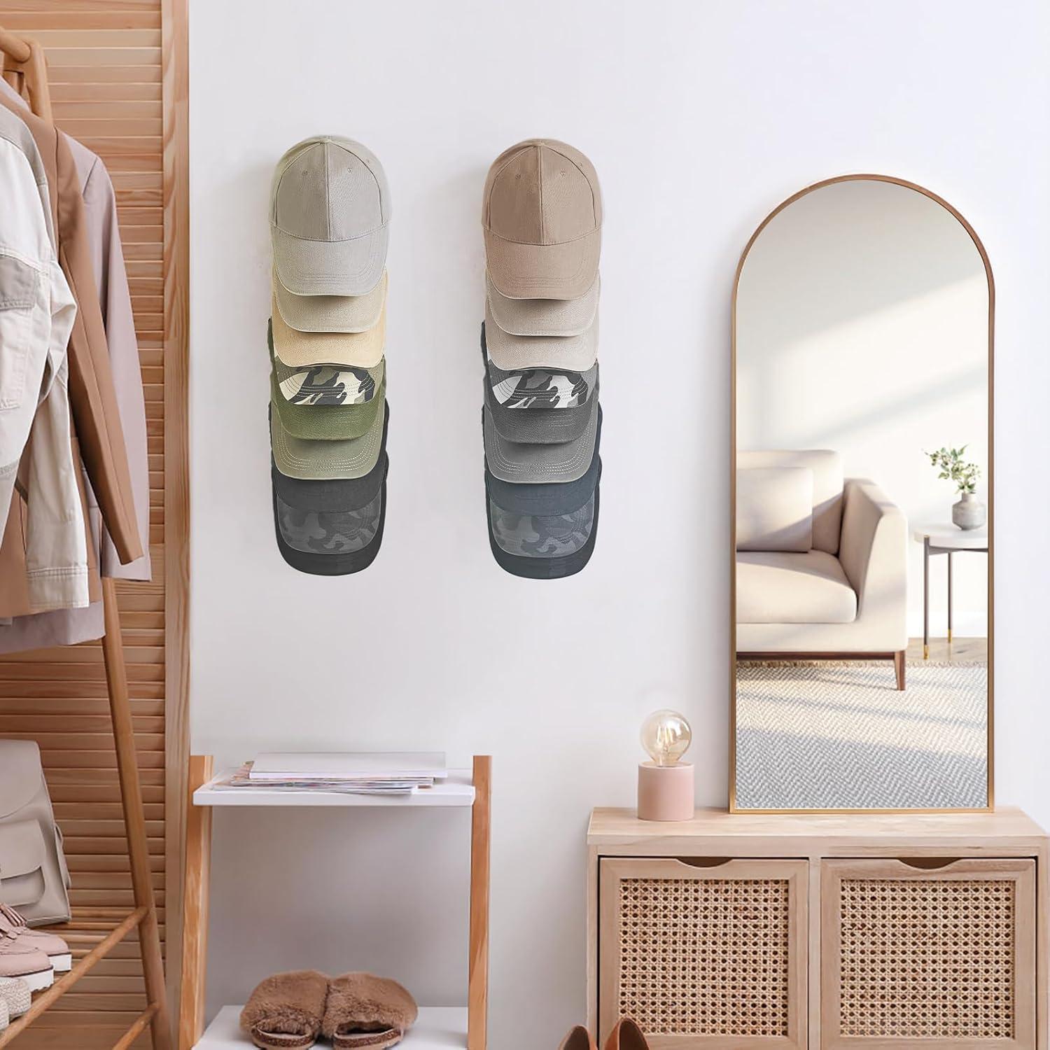 Organizador de Sombreros Mkono, Juego de 2 Soportes Pared, 18 Sombreros