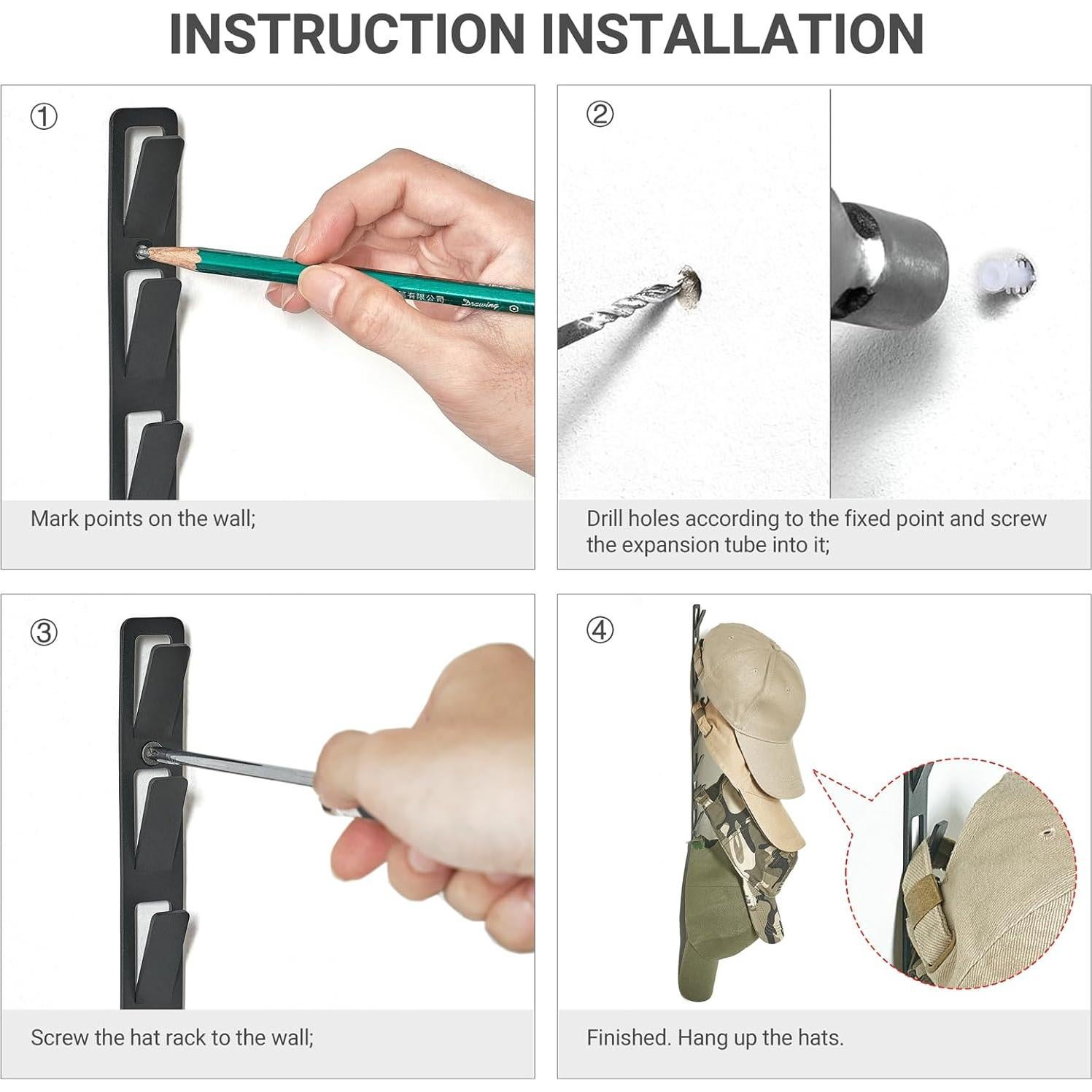 Organizador de Sombreros Mkono, Juego de 2 Soportes Pared, 18 Sombreros