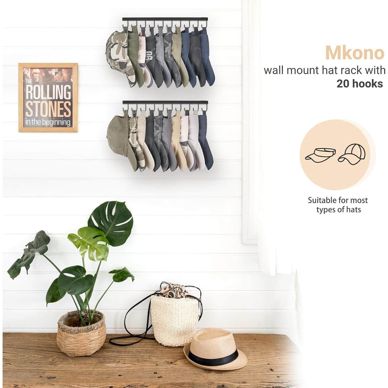 Conjunto de 2 ganchos para sombreros Mkono - Organizador negro