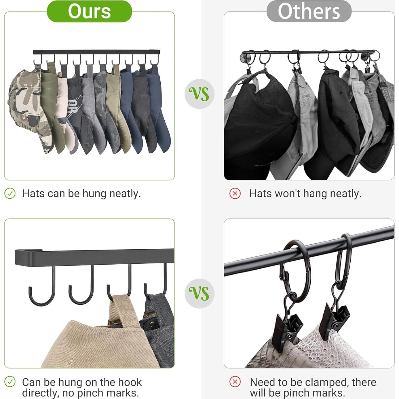 Conjunto de 2 ganchos para sombreros Mkono - Organizador negro