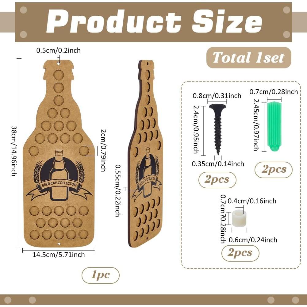 Recolector de Tapas de Botellas FINGERINSPIRE Madera 38x14.5 cm