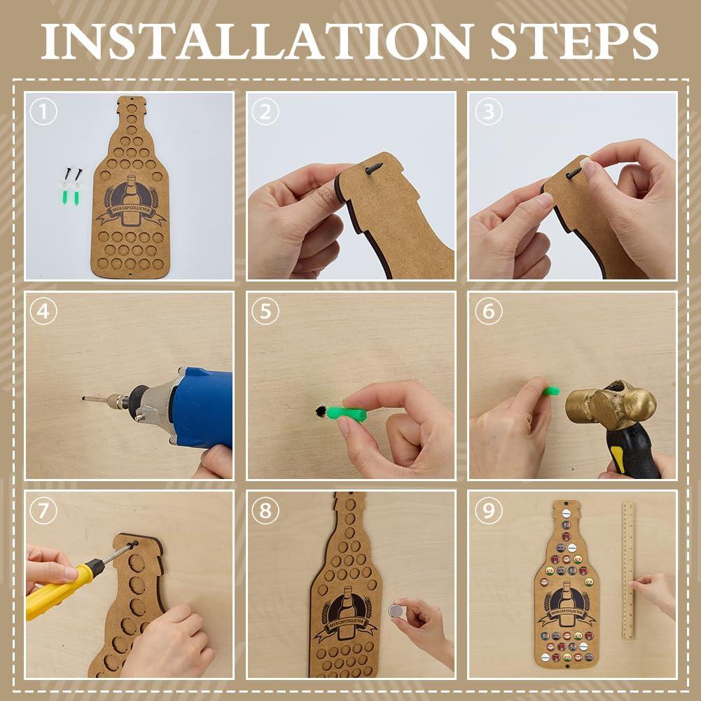 Recolector de Tapas de Botellas FINGERINSPIRE Madera 38x14.5 cm