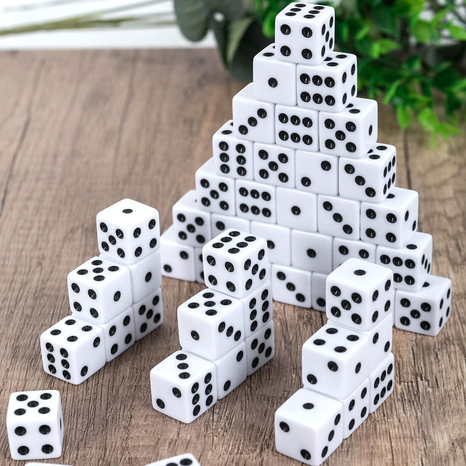 Paquete de 50 Dados Blancos 16mm DAGONGREN para Juegos de Mesa